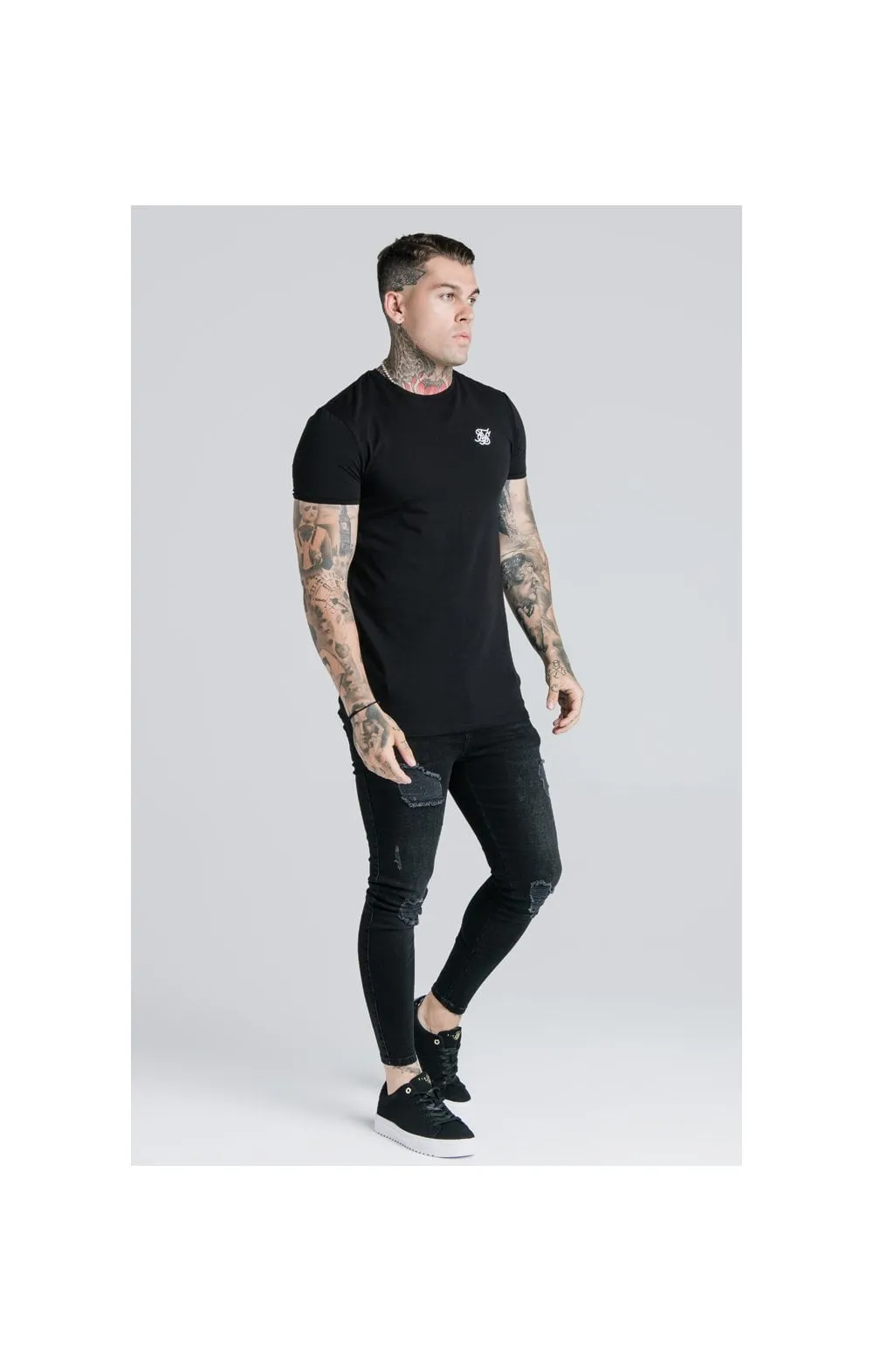 Black Essential Muscle Fit T-Shirt sold by Siksilk product image thumbnail 4