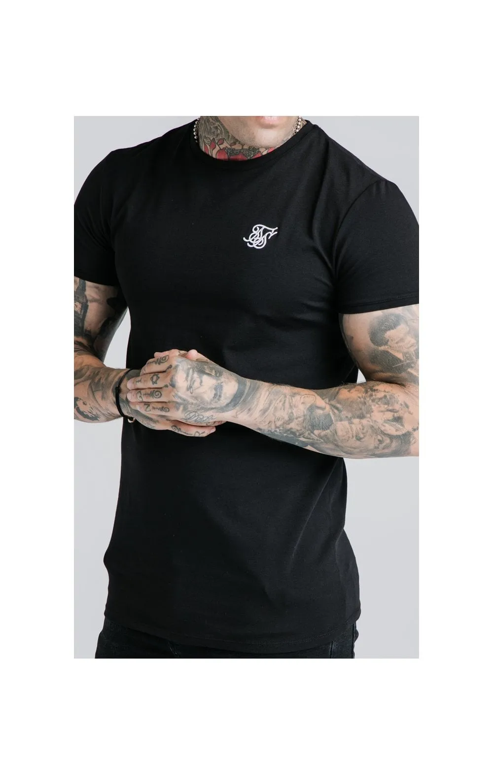 Black Essential Muscle Fit T-Shirt sold by Siksilk product image thumbnail 2