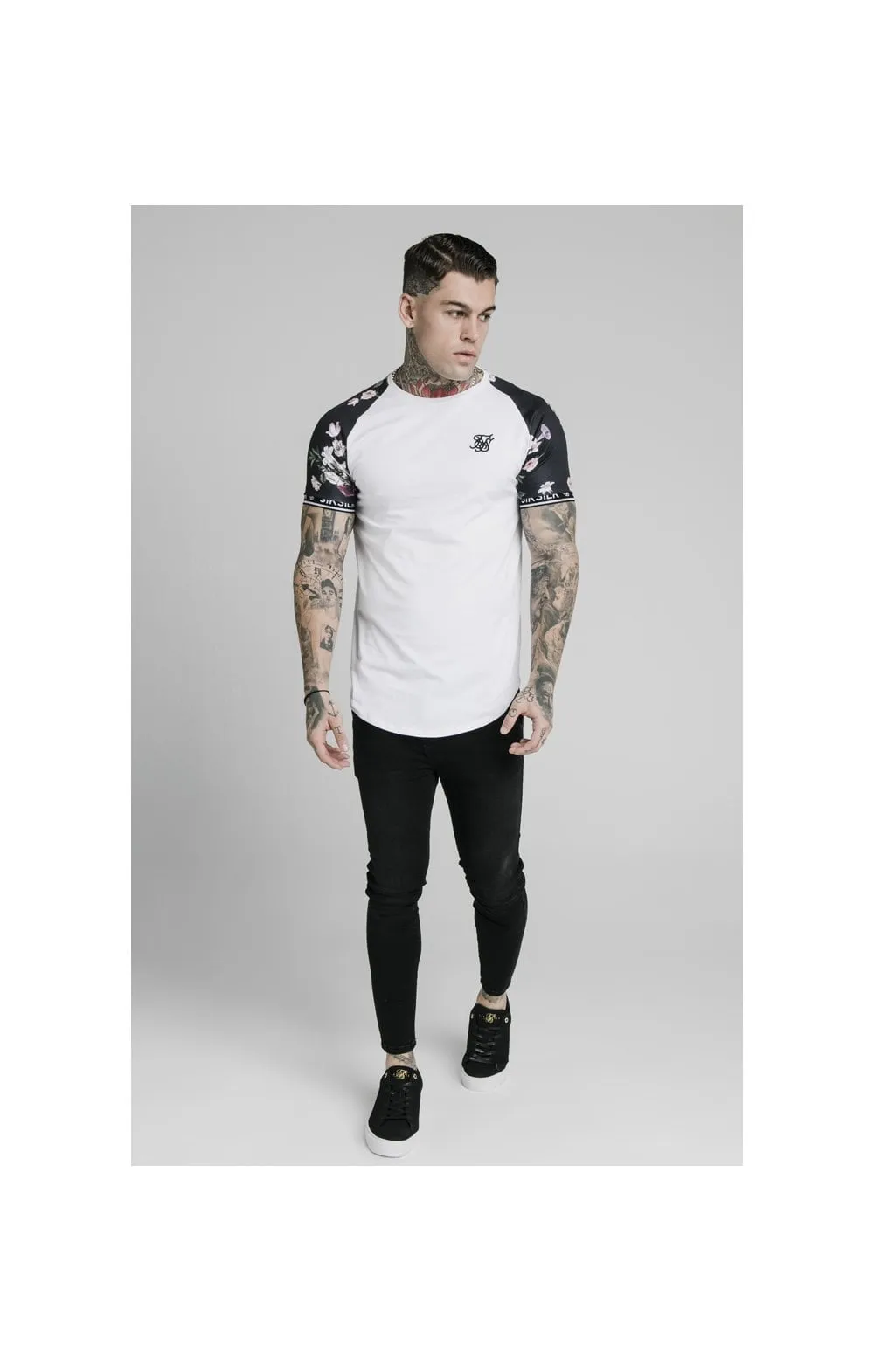 SikSilk S/S Prestige Floral Inset Tech Tee - White sold by Siksilk product image thumbnail 3
