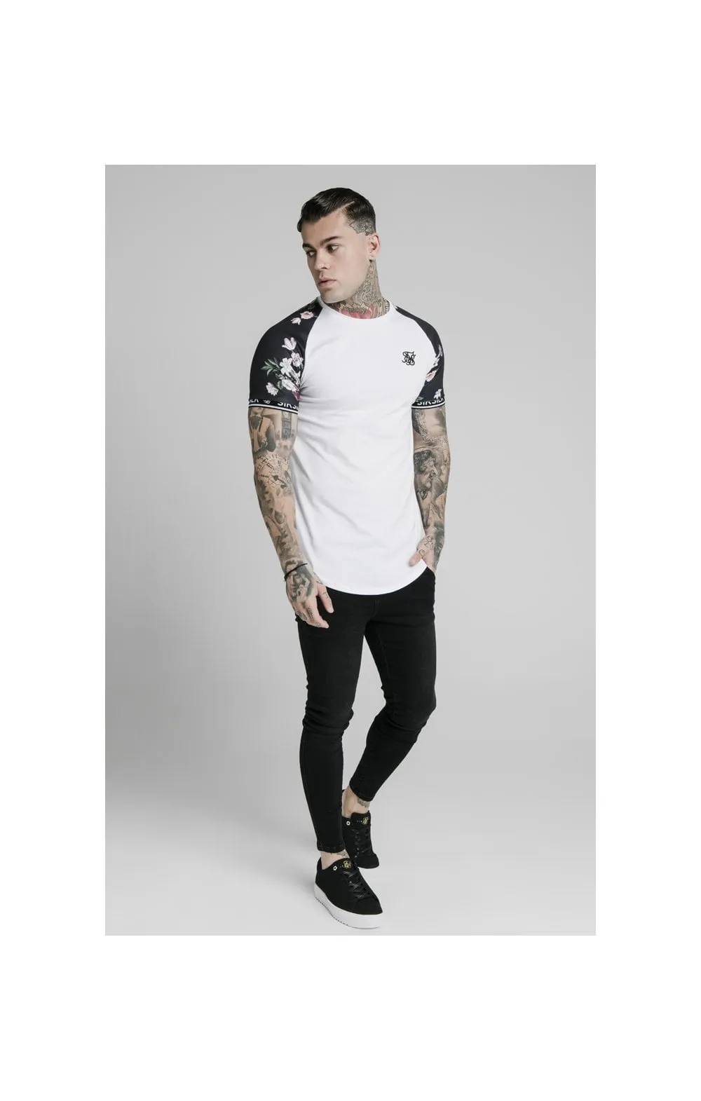 SikSilk S/S Prestige Floral Inset Tech Tee - White sold by Siksilk product image thumbnail 4