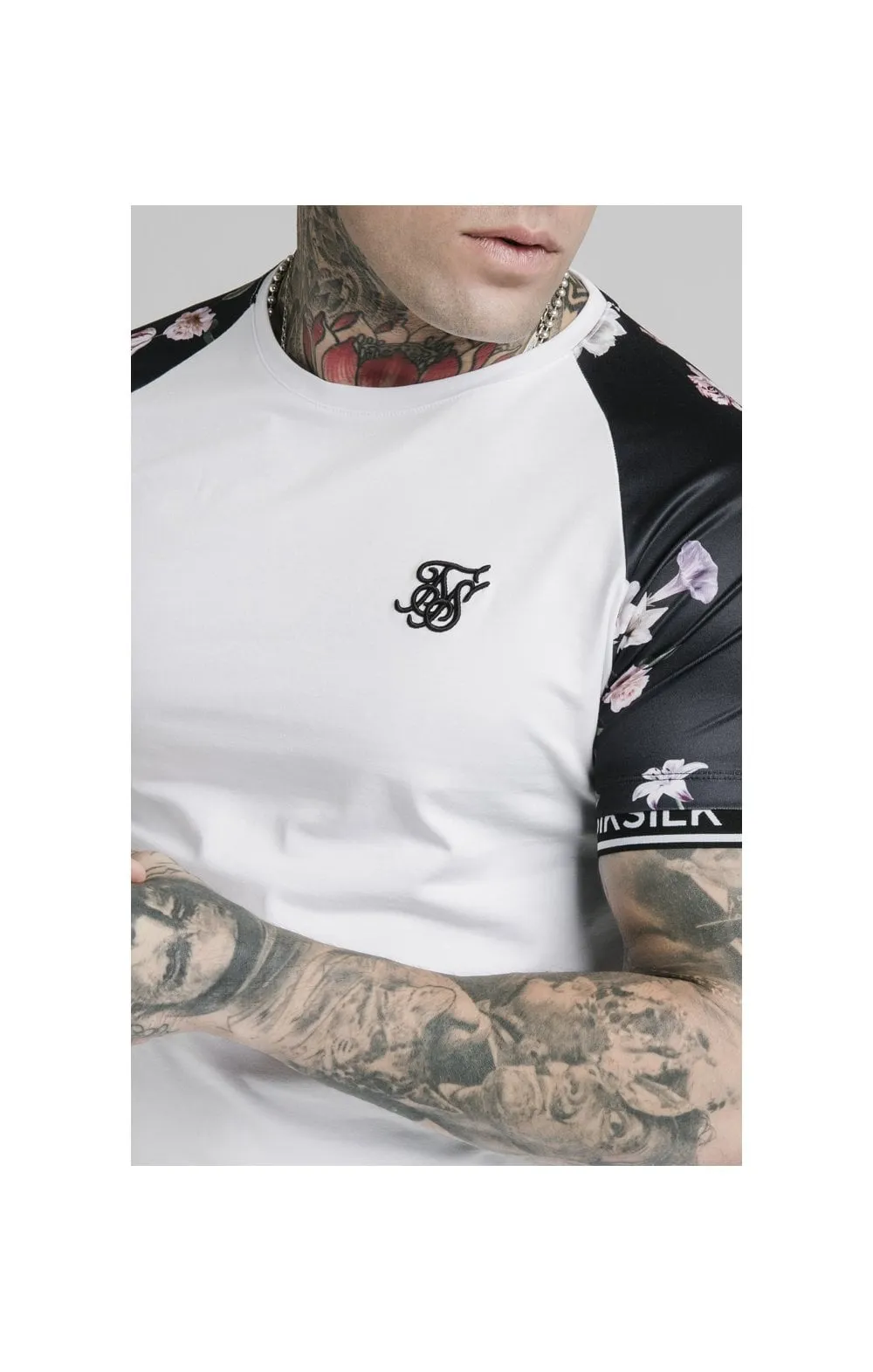 SikSilk S/S Prestige Floral Inset Tech Tee - White sold by Siksilk product image thumbnail 2