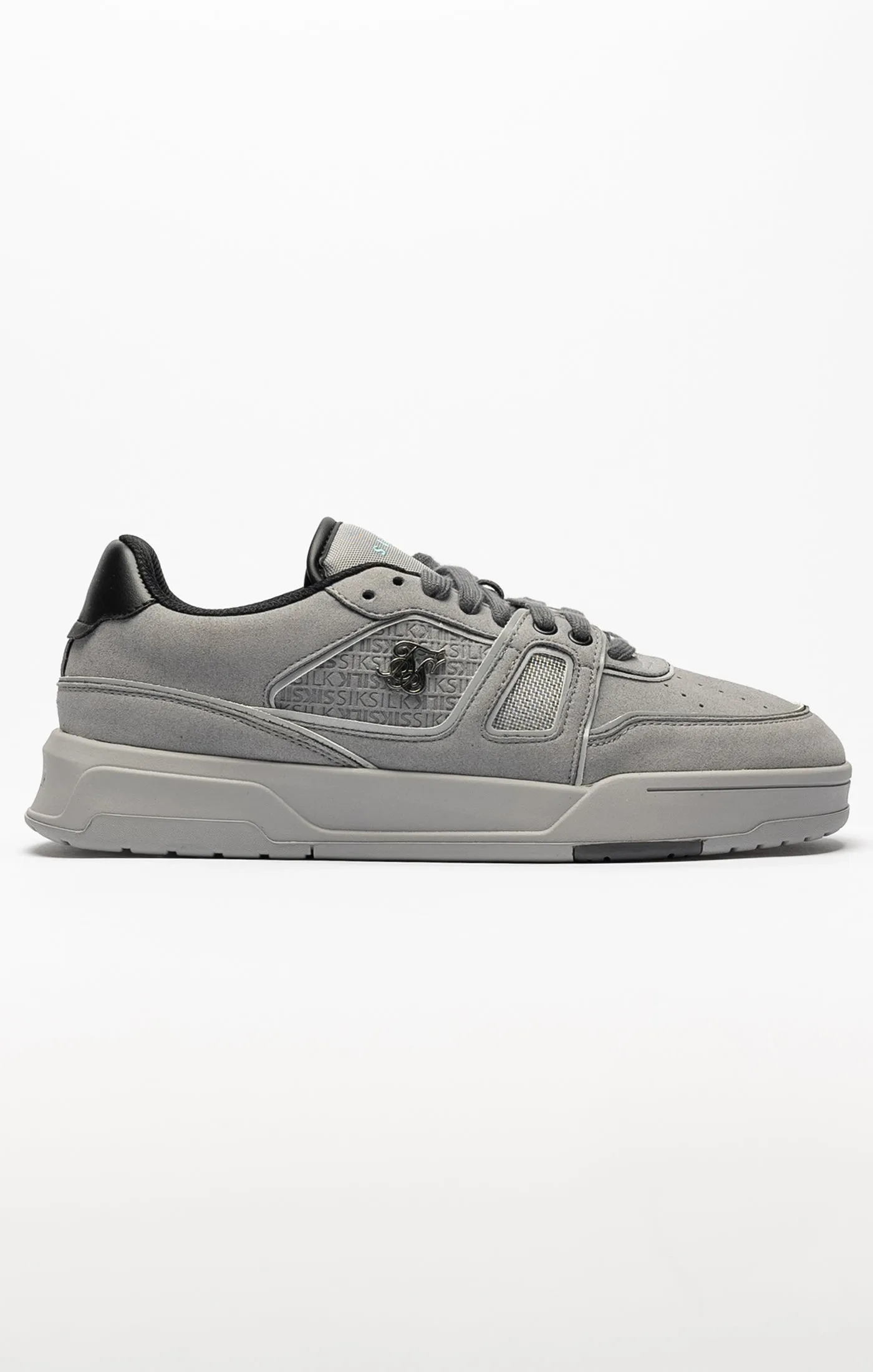 Grey Mixed Material Low Top Court Trainers sold by Siksilk