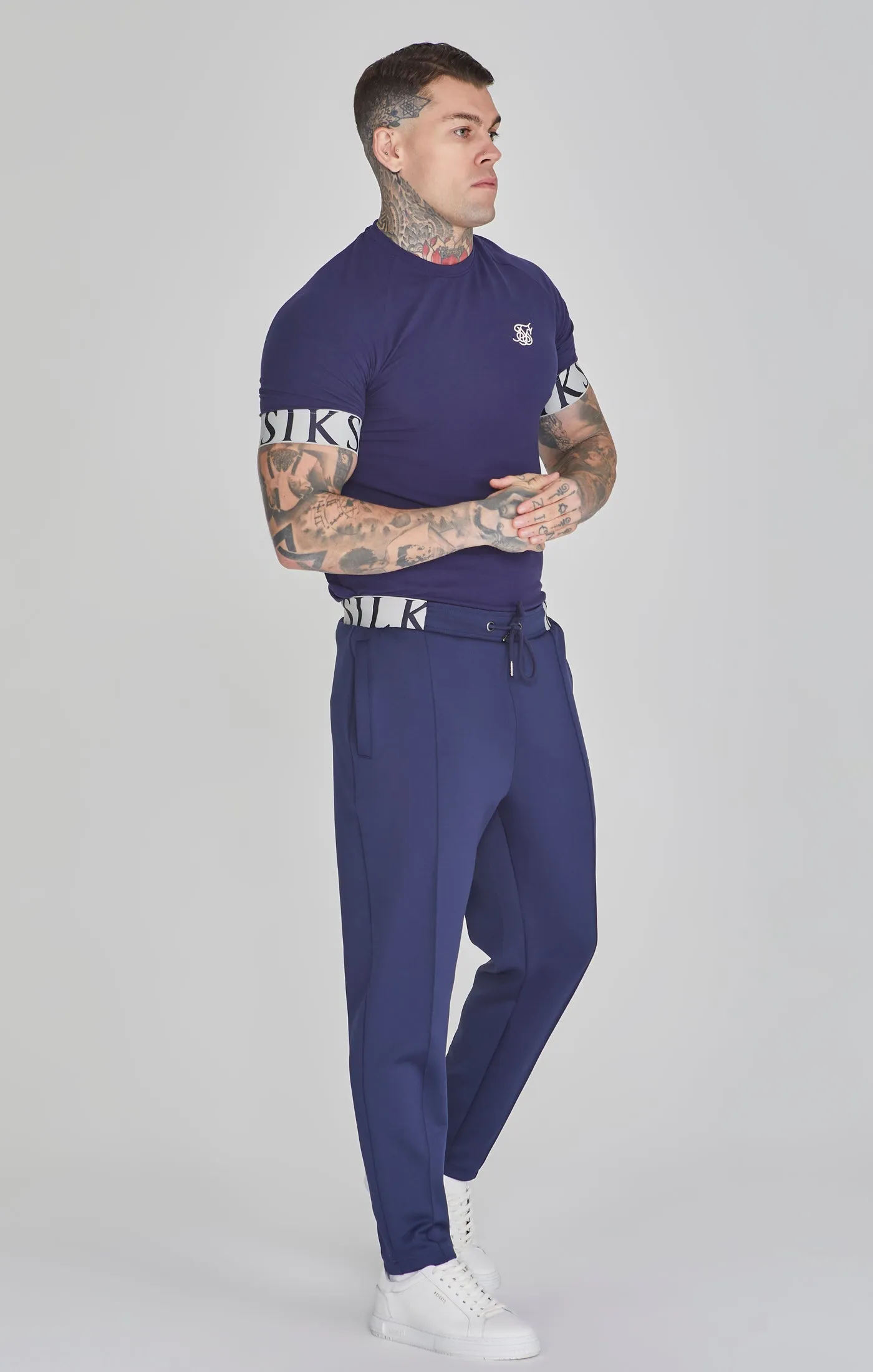 Navy Tapered Fit Joggers sold by Siksilk product image thumbnail 2
