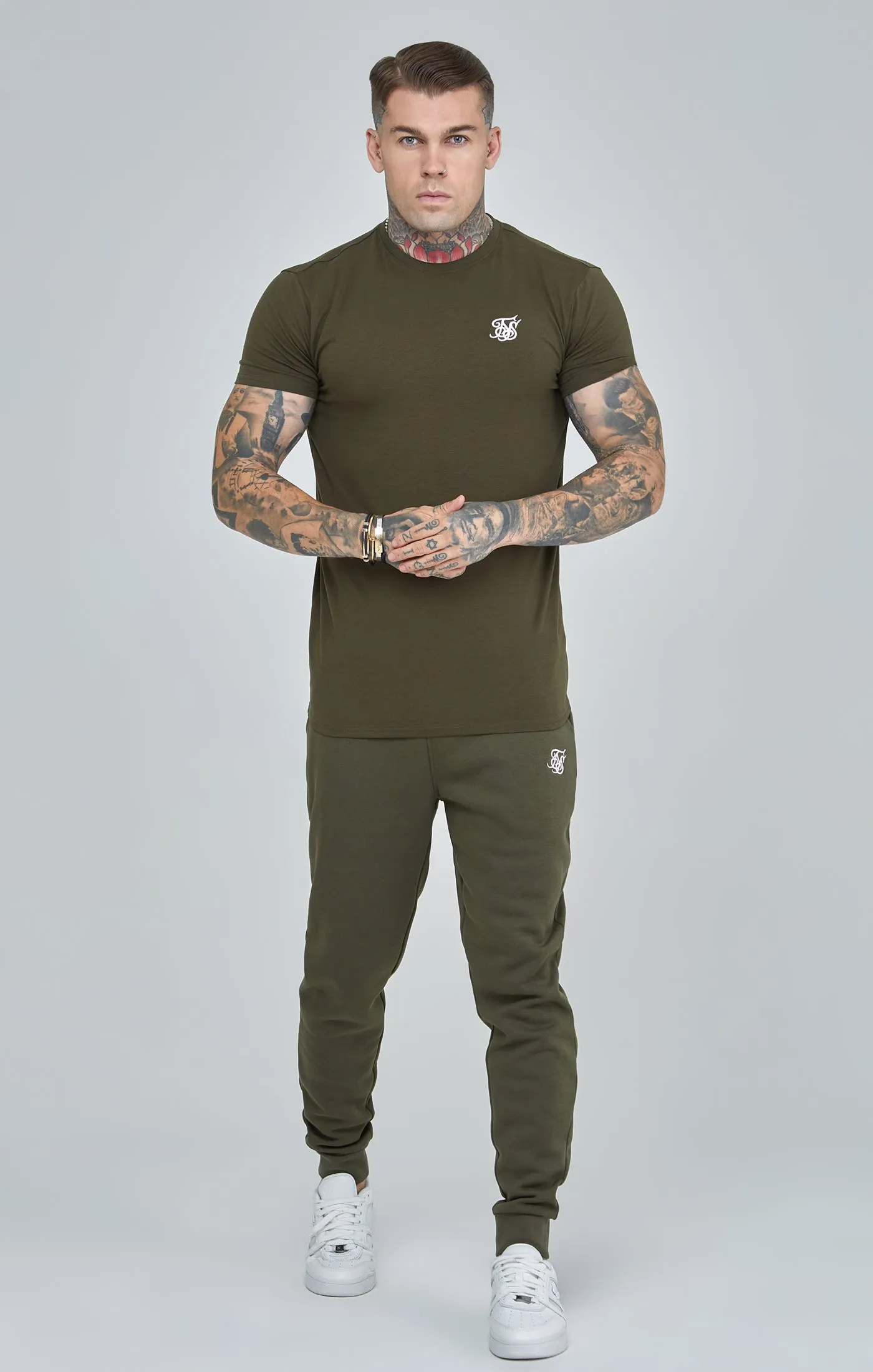 Khaki Essential Short Sleeve Muscle Fit T-Shirt sold by Siksilk product image thumbnail 4