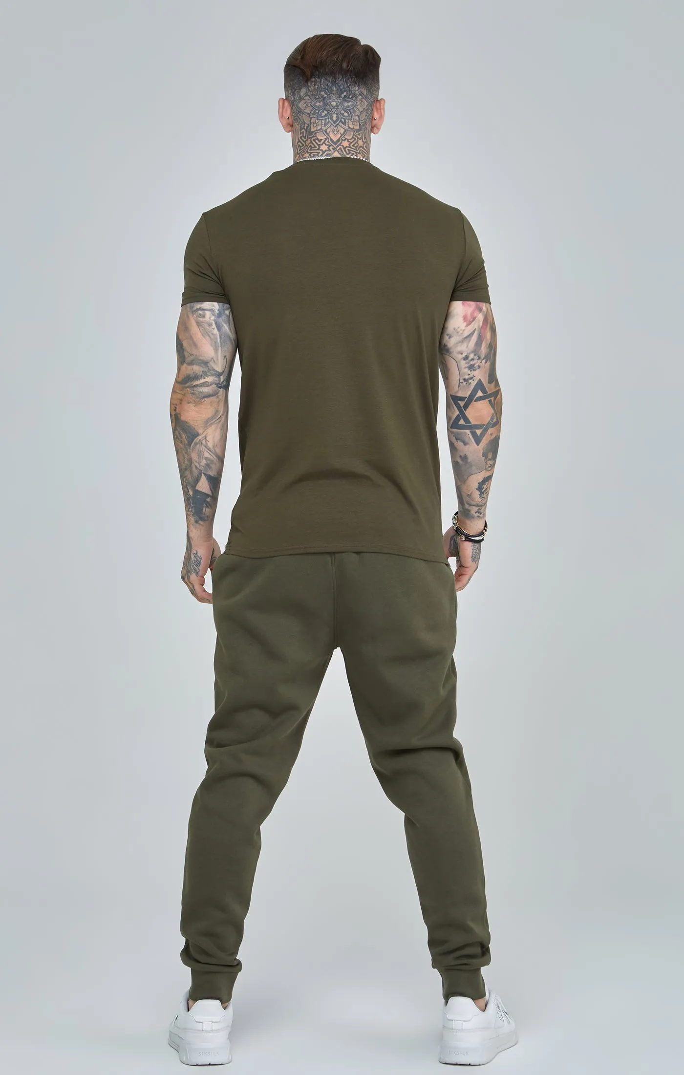 Khaki Essential Short Sleeve Muscle Fit T-Shirt sold by Siksilk product image thumbnail 5