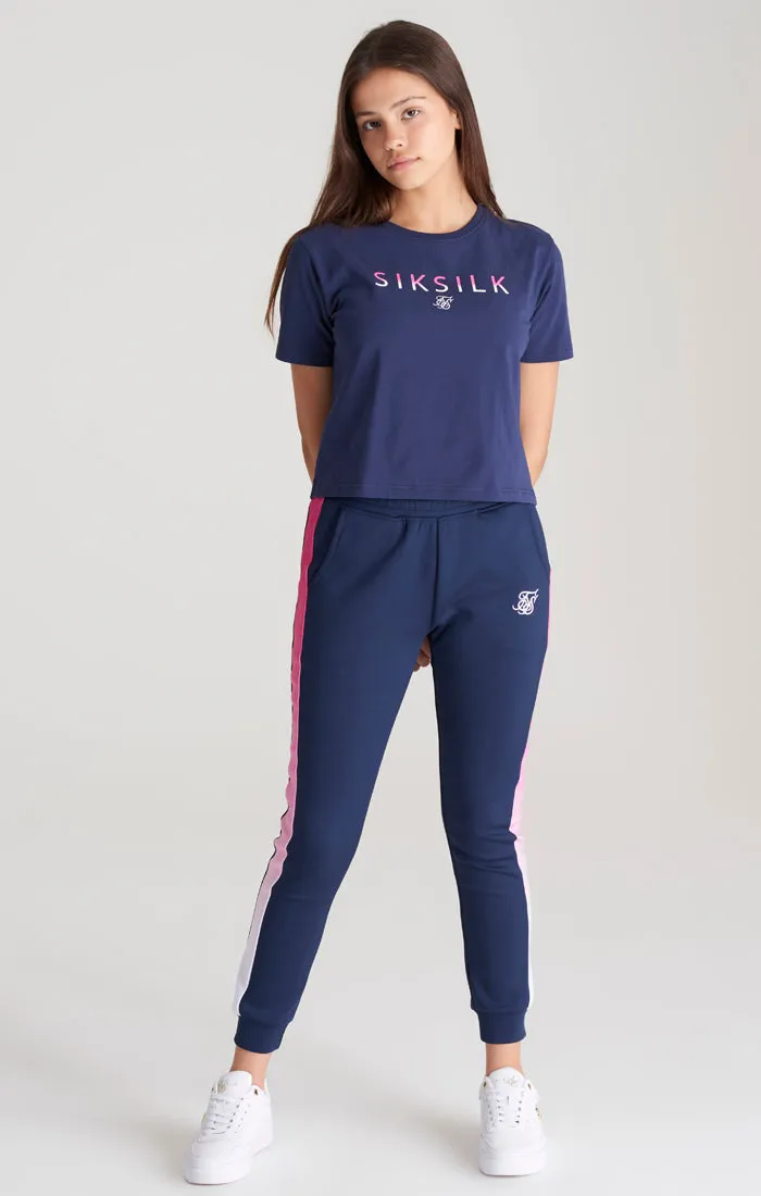 Girls Navy Fade Logo Cropped T-Shirt sold by Siksilk product image thumbnail 4