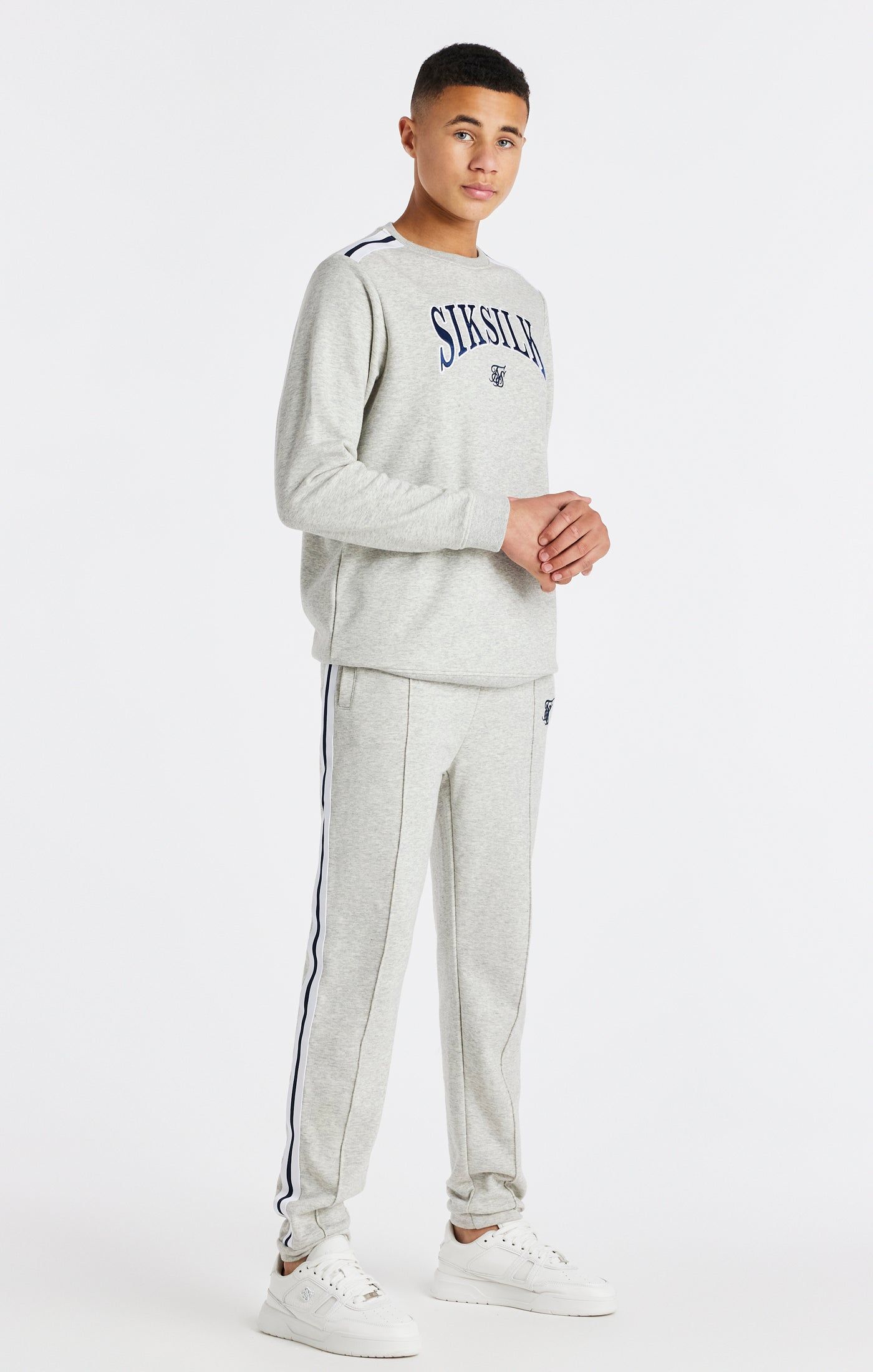 Boys Grey Marl Varsity Crew Sweatshirt sold by Siksilk product image thumbnail 3