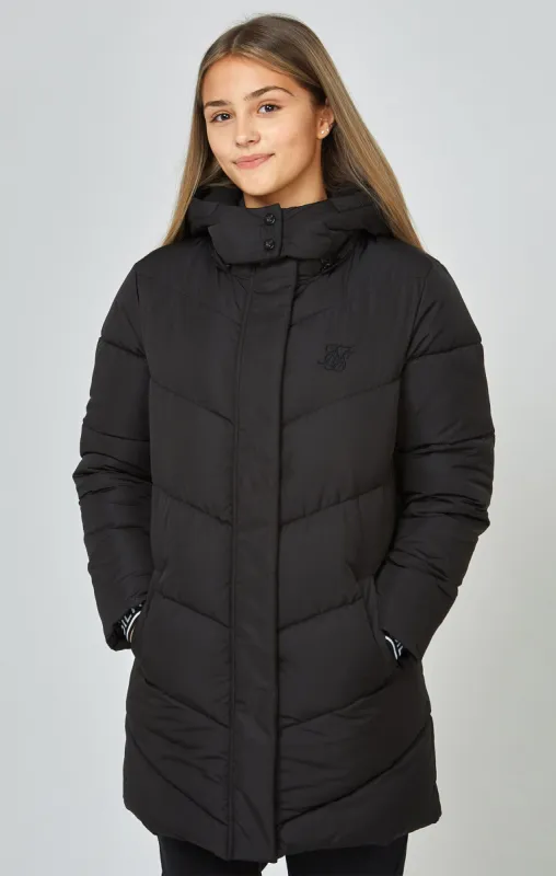 Girls Black Bubble Parka made by Siksilk
