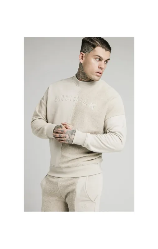SikSilk Half & Half Crew Sweater - Stone sold by Siksilk