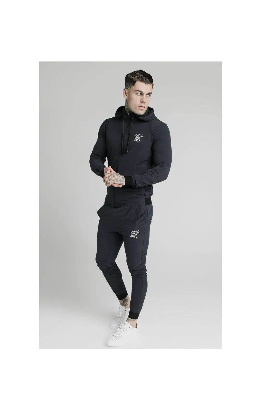 SikSilk Agility Poly Rib Zip Through Hoodie - Midnight Navy sold by Siksilk