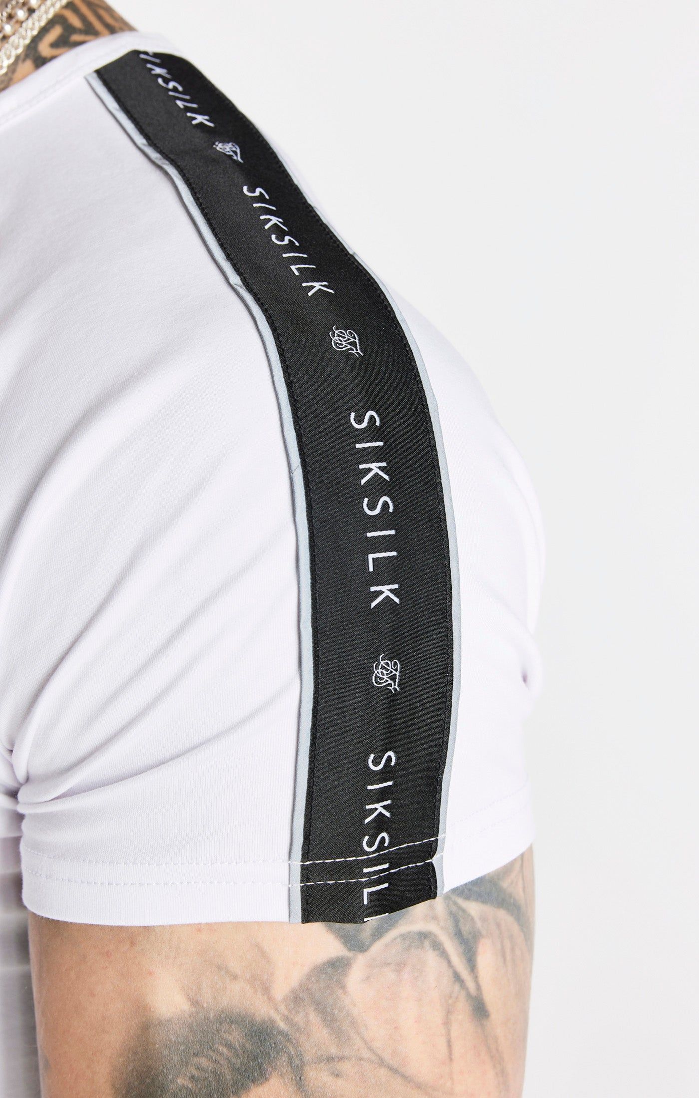 White Tape Muscle Fit T-Shirt sold by Siksilk product image thumbnail 2