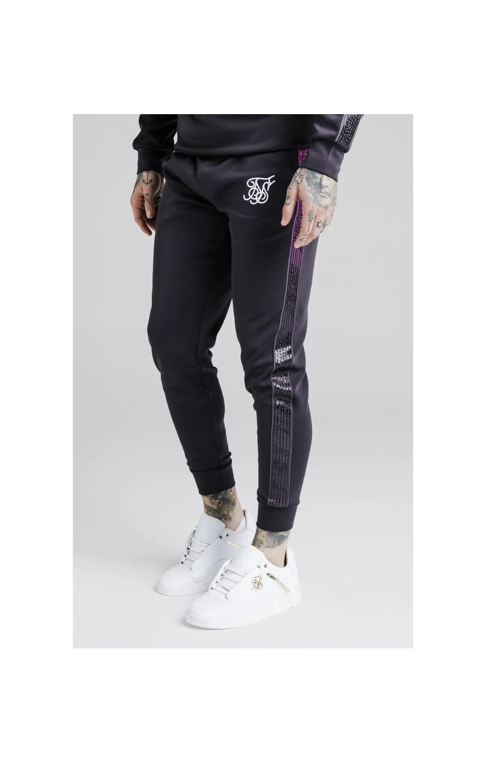 SikSilk Cuffed Cropped Fade Panel Runner Pants – Nine Iron sold by Siksilk