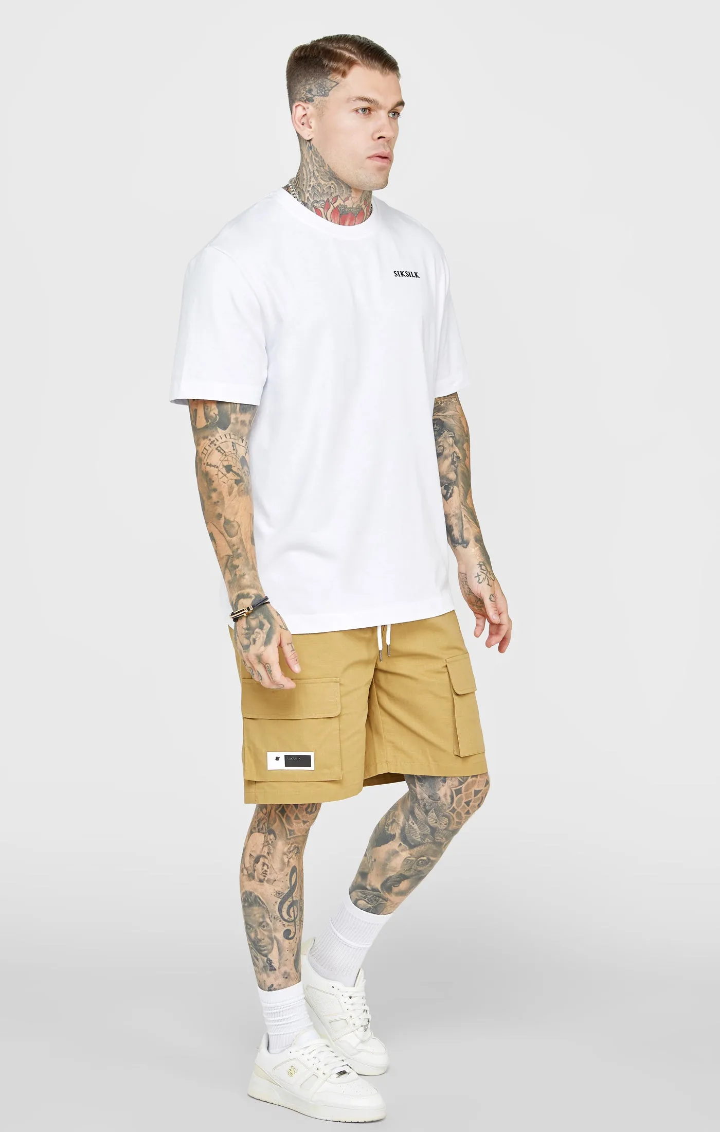 White Oversized Back Logo T-Shirt sold by Siksilk product image thumbnail 5