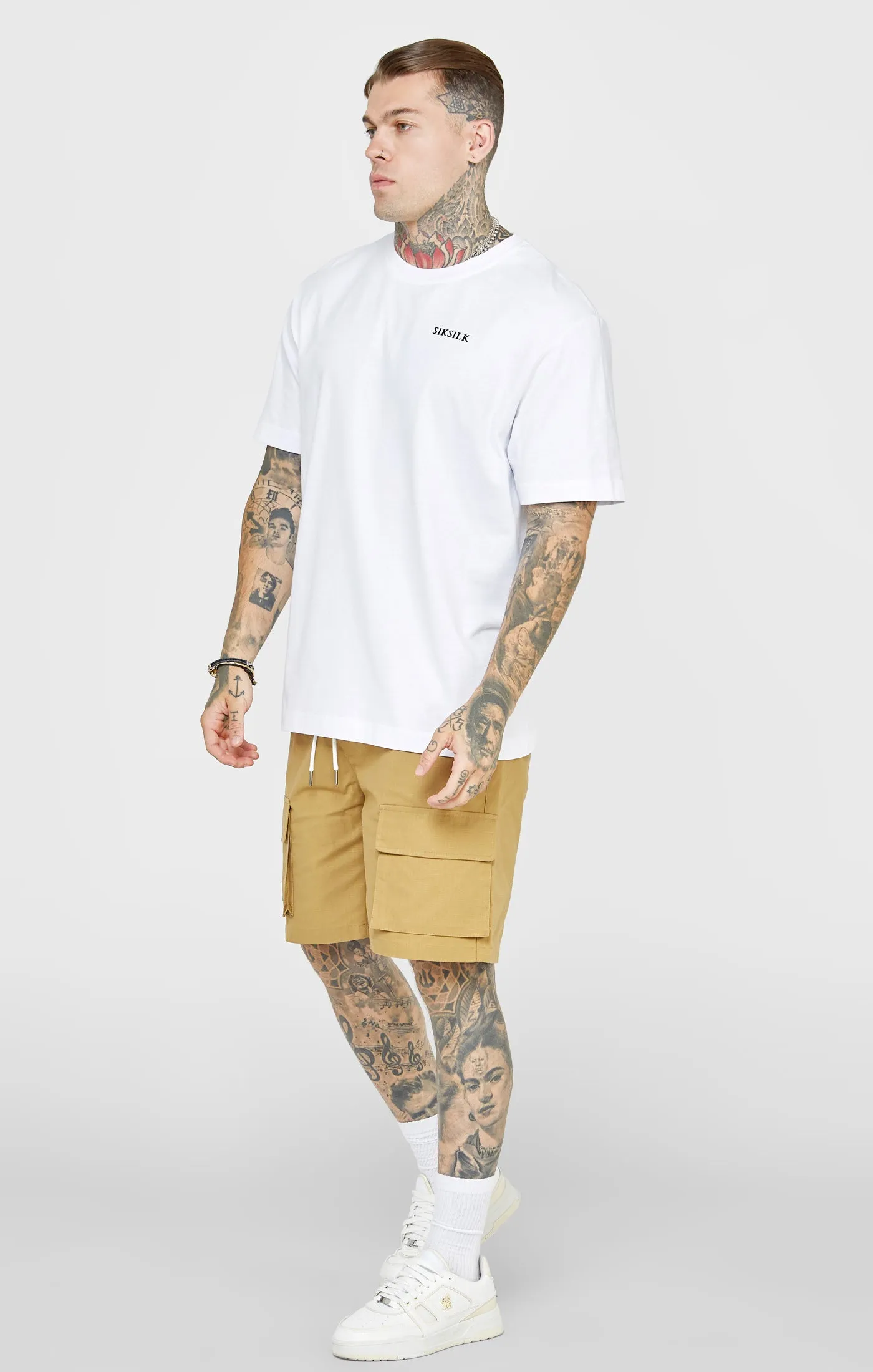 White Oversized Back Logo T-Shirt sold by Siksilk product image thumbnail 4