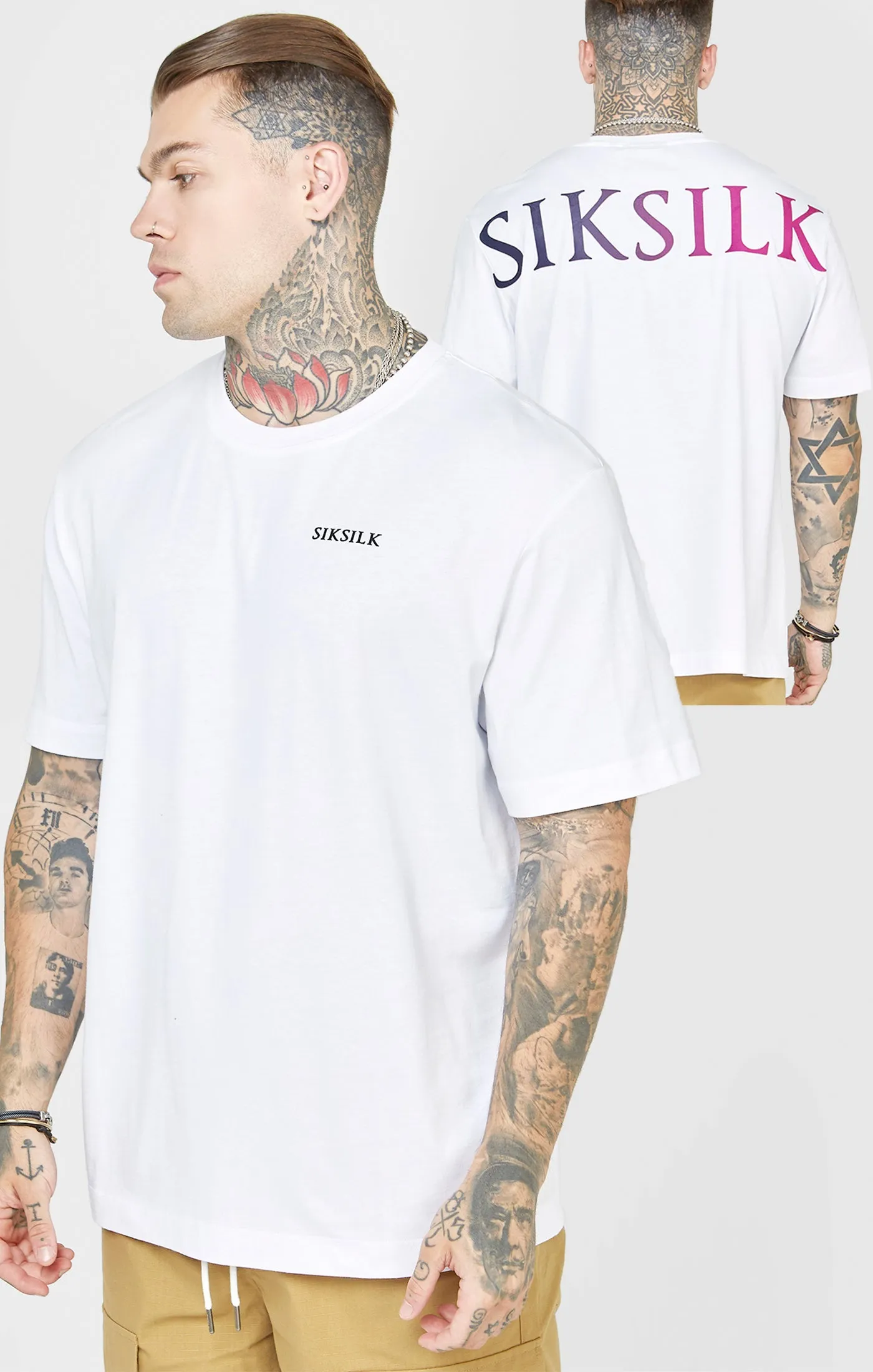 White Oversized Back Logo T-Shirt sold by Siksilk