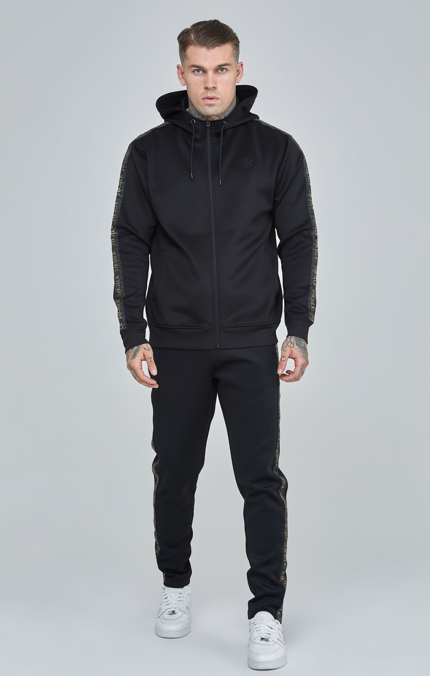 Black Gold Taped Zip-Thru Hoodie sold by Siksilk product image thumbnail 4