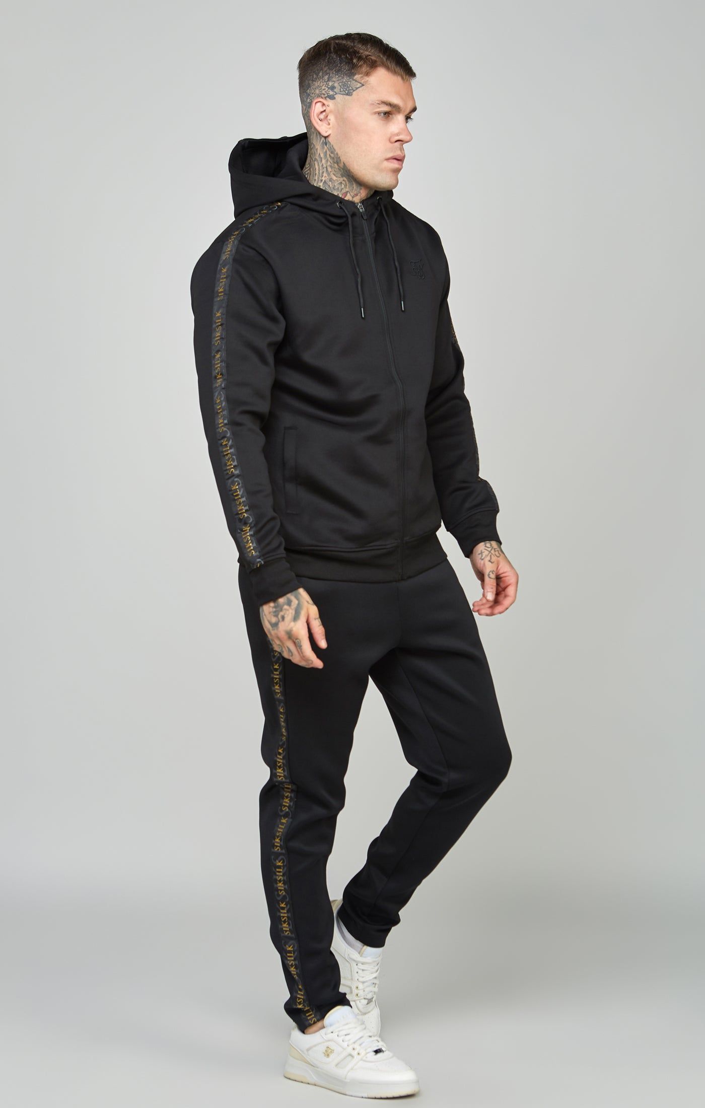 Black Gold Taped Zip-Thru Hoodie sold by Siksilk product image thumbnail 3