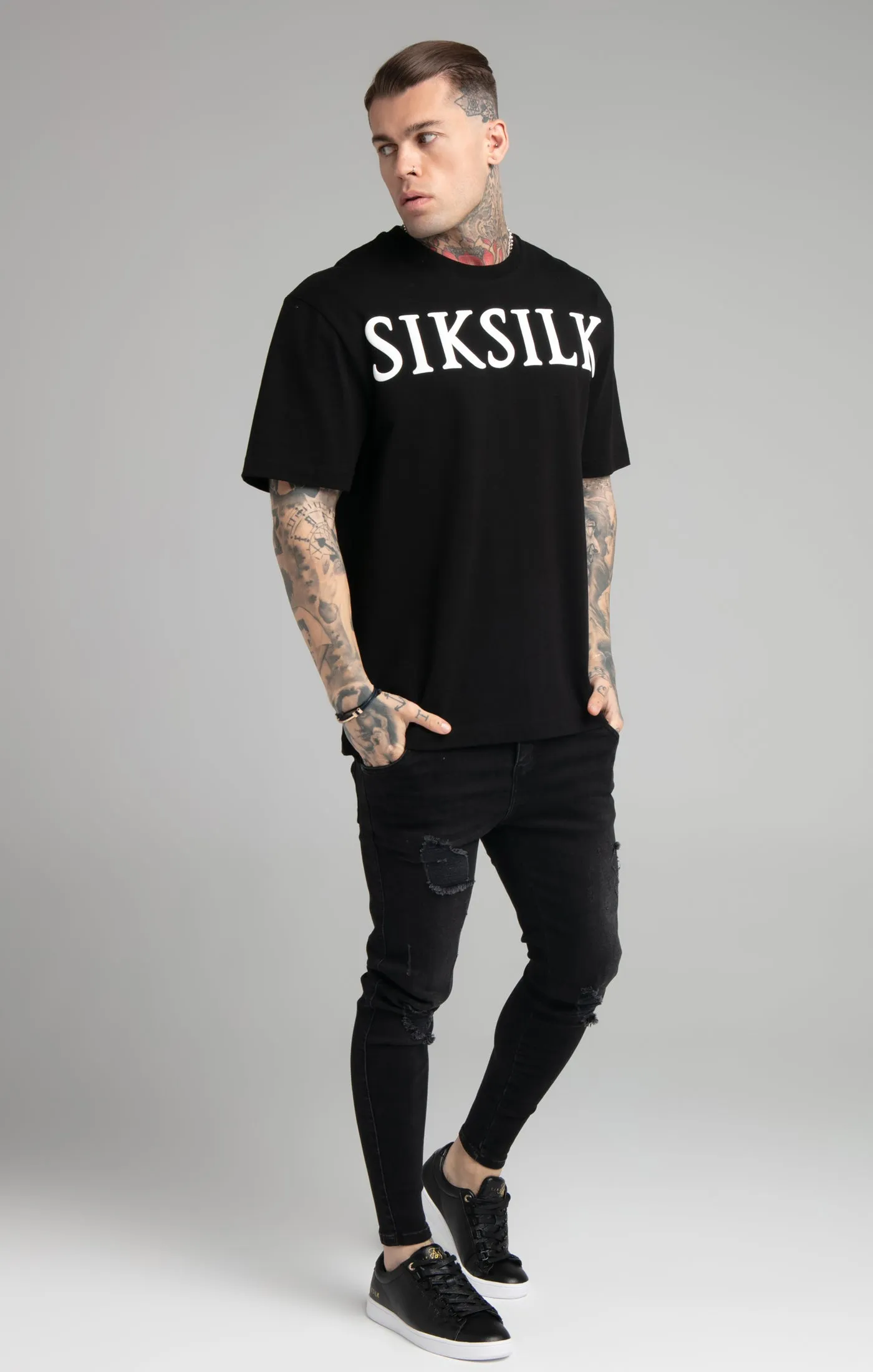 Black Relaxed Fit T-Shirt sold by Siksilk product image thumbnail 4