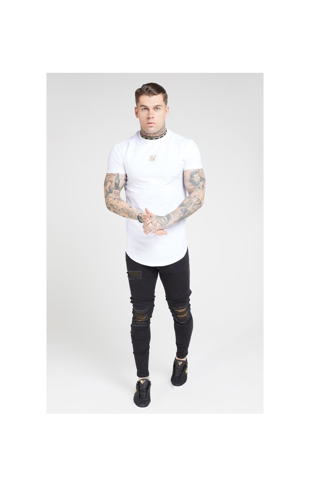 SikSilk Tape Collar Gym Tee - White & Gold sold by Siksilk product image thumbnail 4