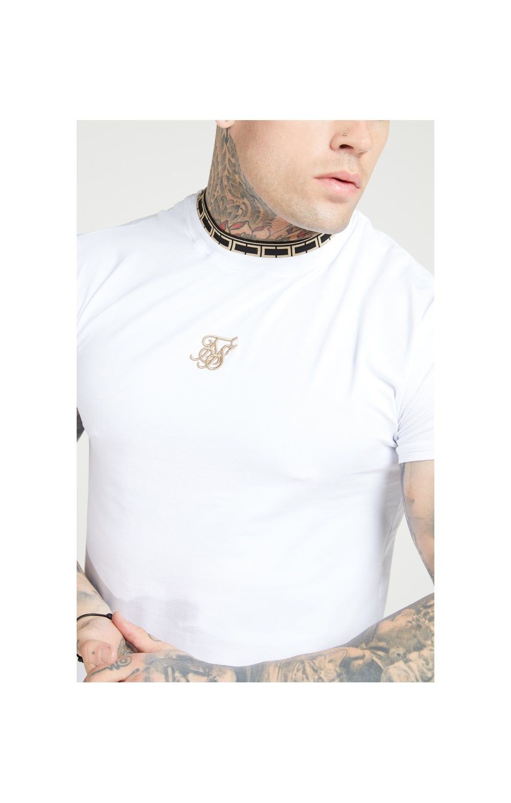 SikSilk Tape Collar Gym Tee - White & Gold sold by Siksilk
