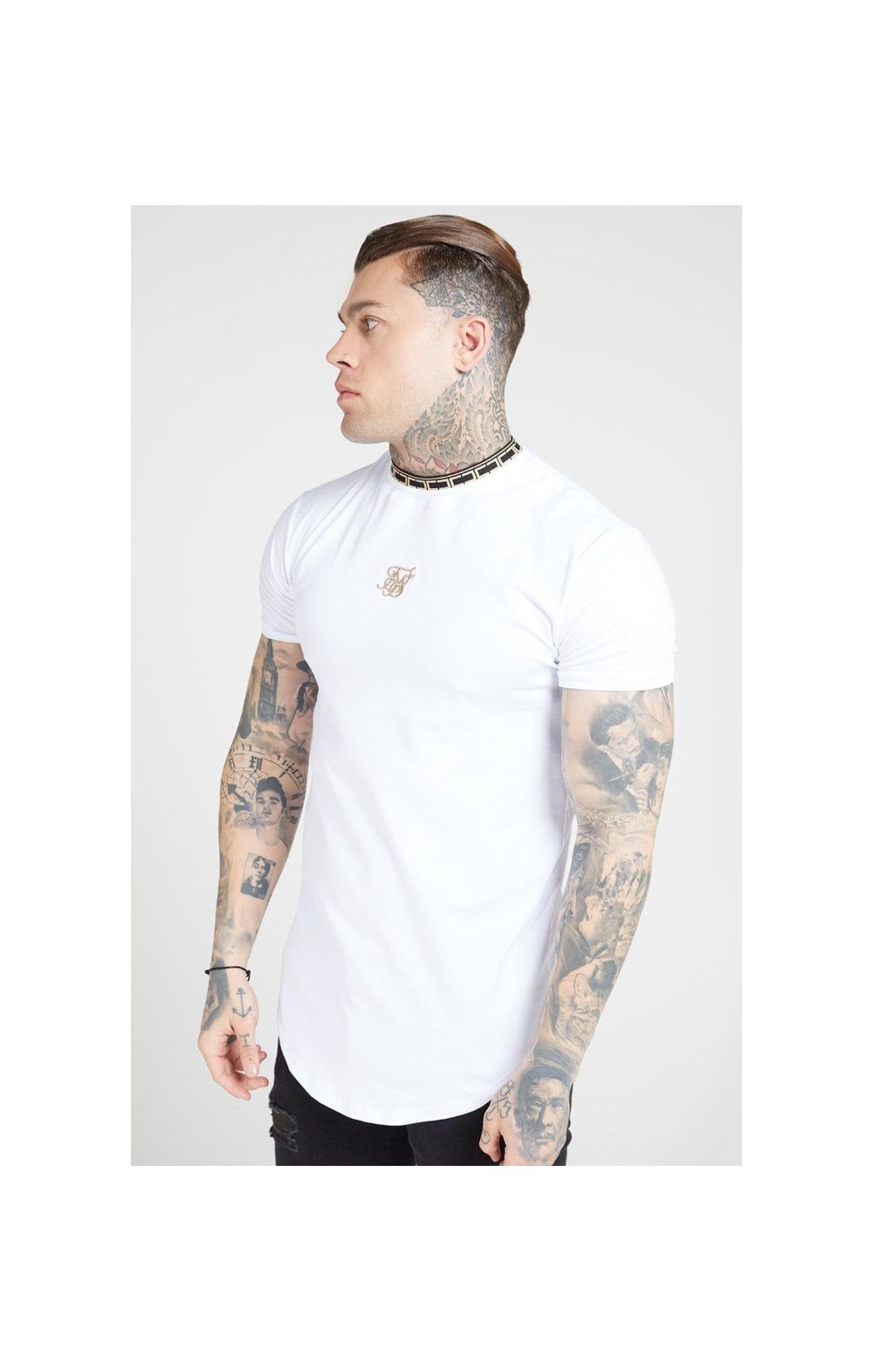 SikSilk Tape Collar Gym Tee - White & Gold sold by Siksilk product image thumbnail 2