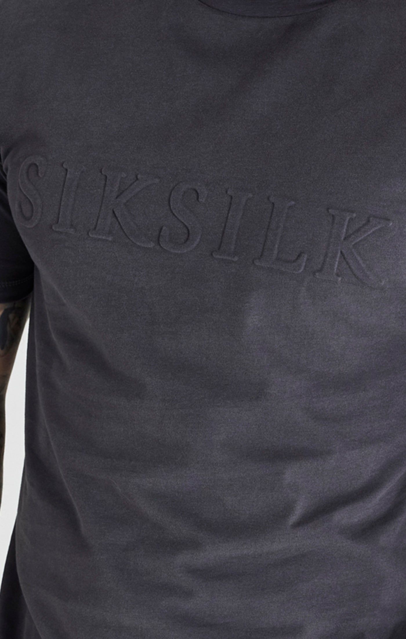 Black Embossed Relaxed Fit T-Shirt sold by Siksilk product image thumbnail 2