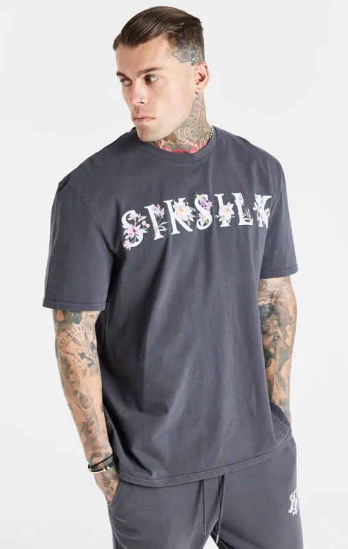 Grey Floral Oversized T-Shirt sold by Siksilk