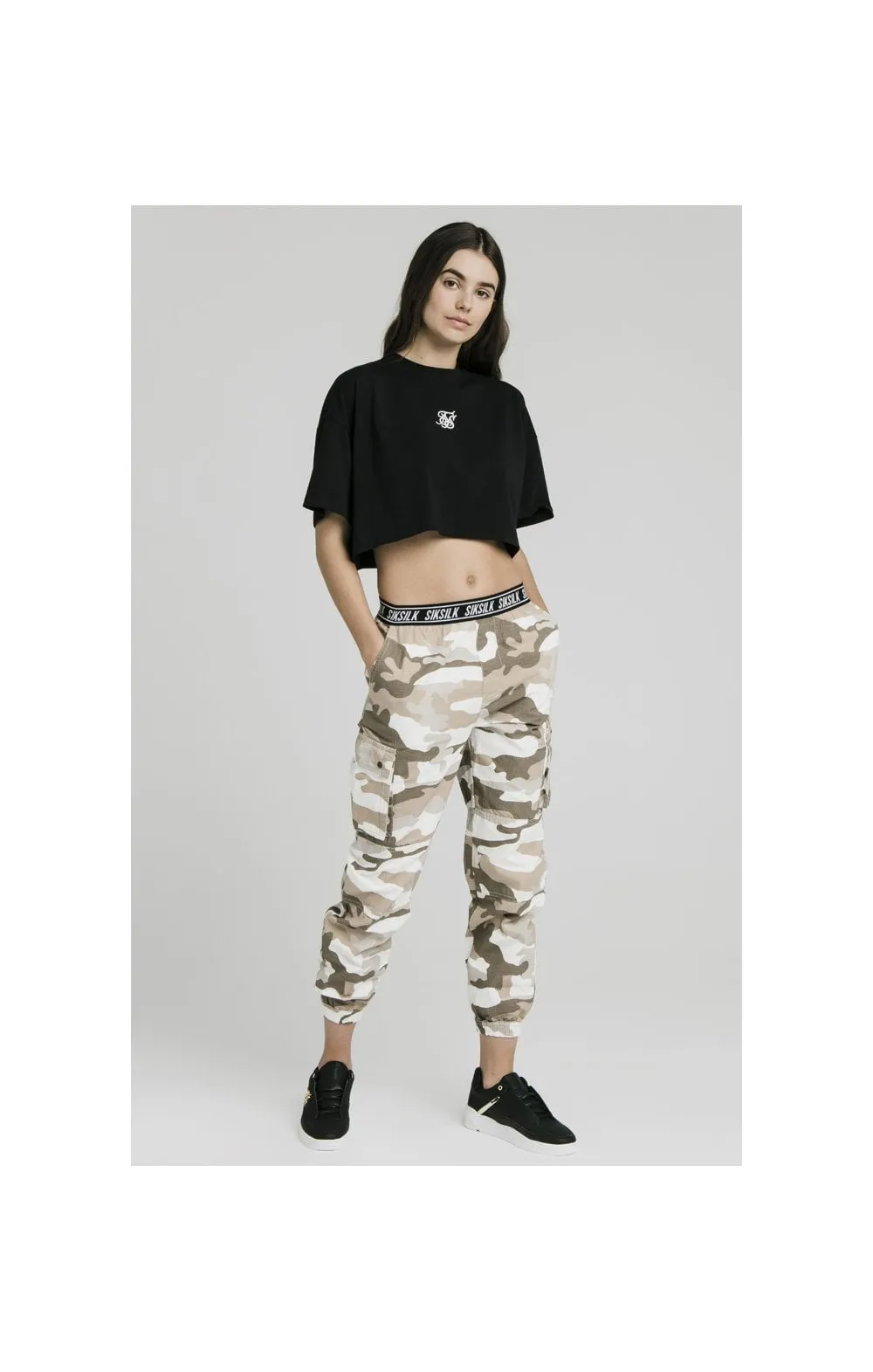 SikSilk Oversize Crop Tee - Black sold by Siksilk