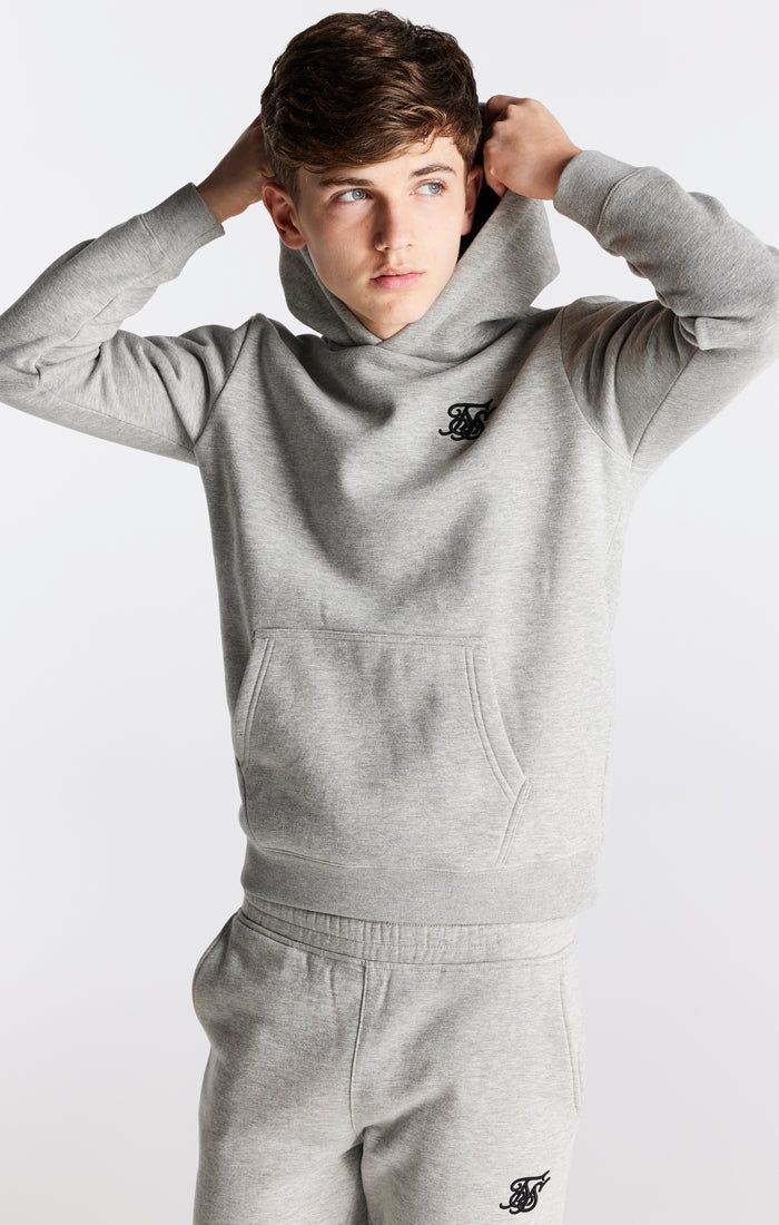 Boys Grey Marl Essentials Overhead Hoodie sold by Siksilk