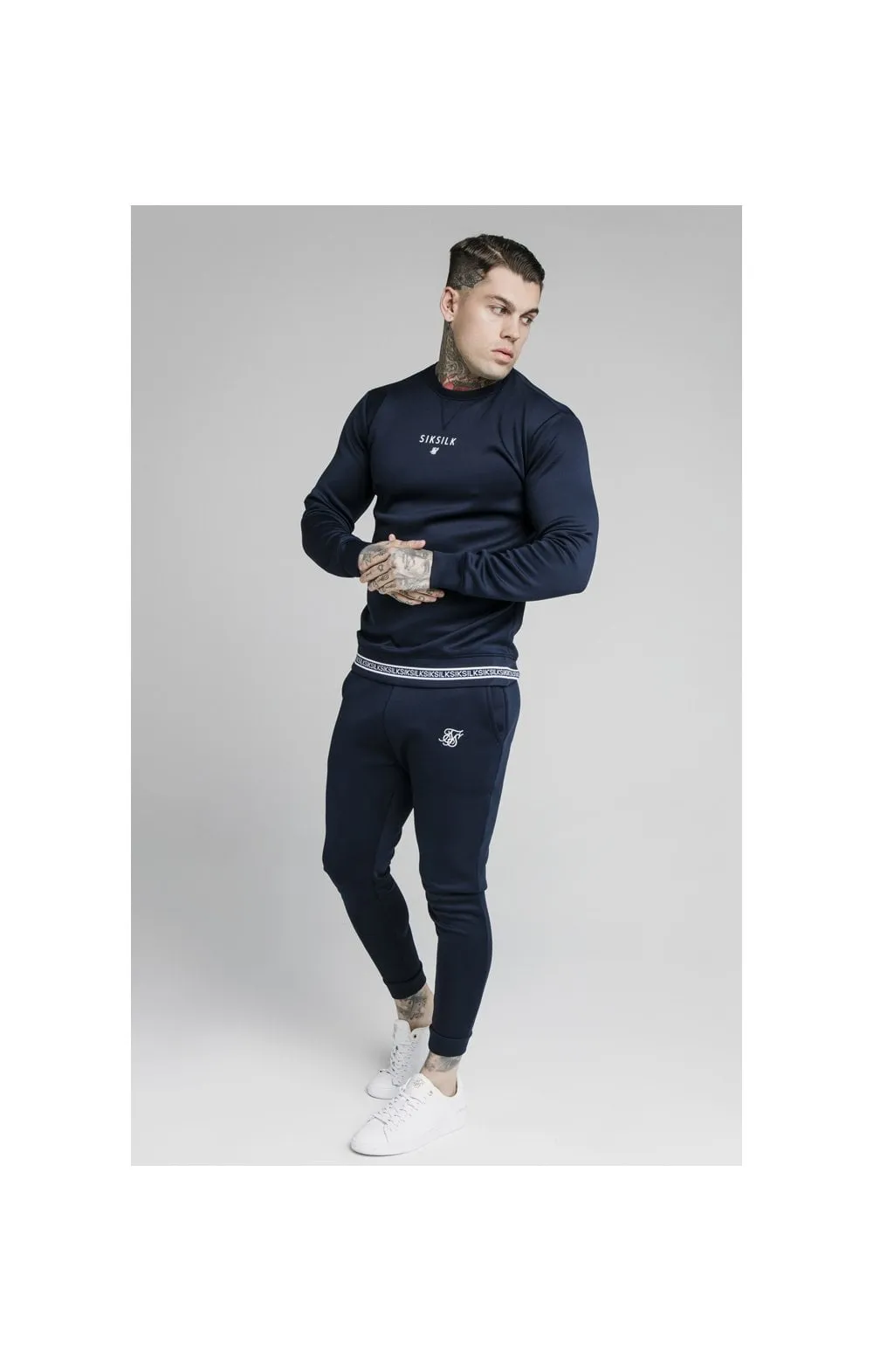SikSilk Element Crew Sweat - Navy & White sold by Siksilk product image thumbnail 3