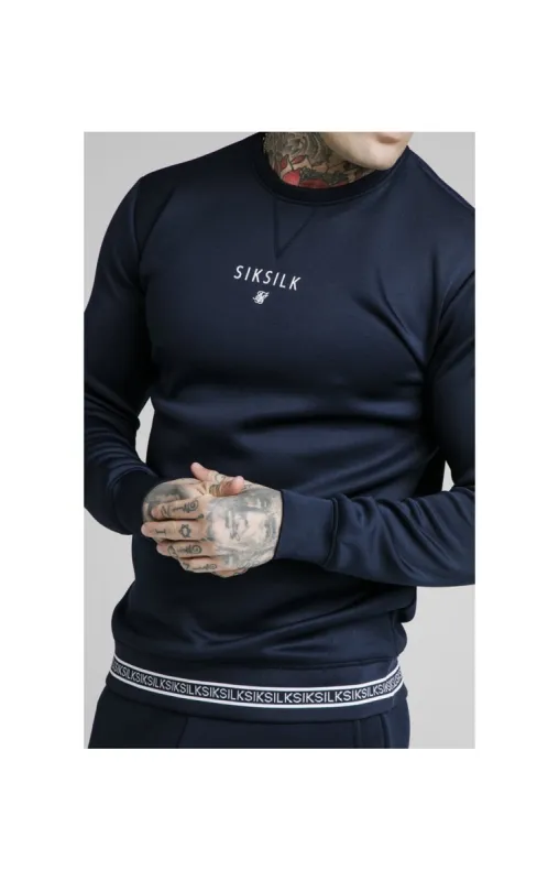 SikSilk Element Crew Sweat - Navy & White sold by Siksilk
