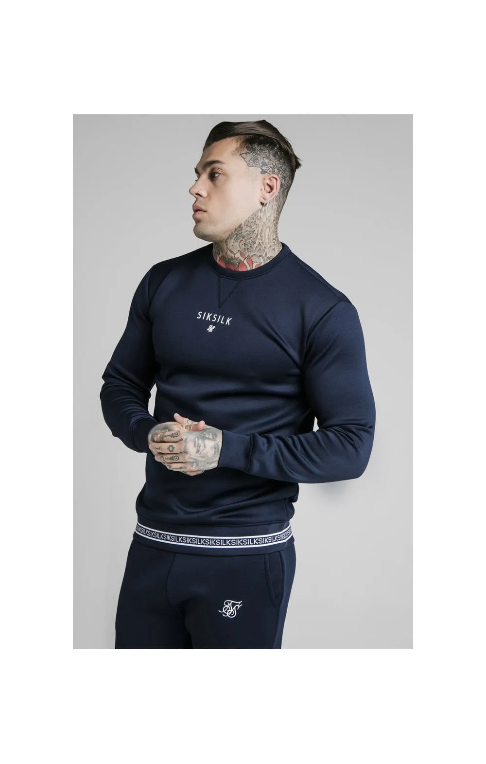 SikSilk Element Crew Sweat - Navy & White sold by Siksilk product image thumbnail 2