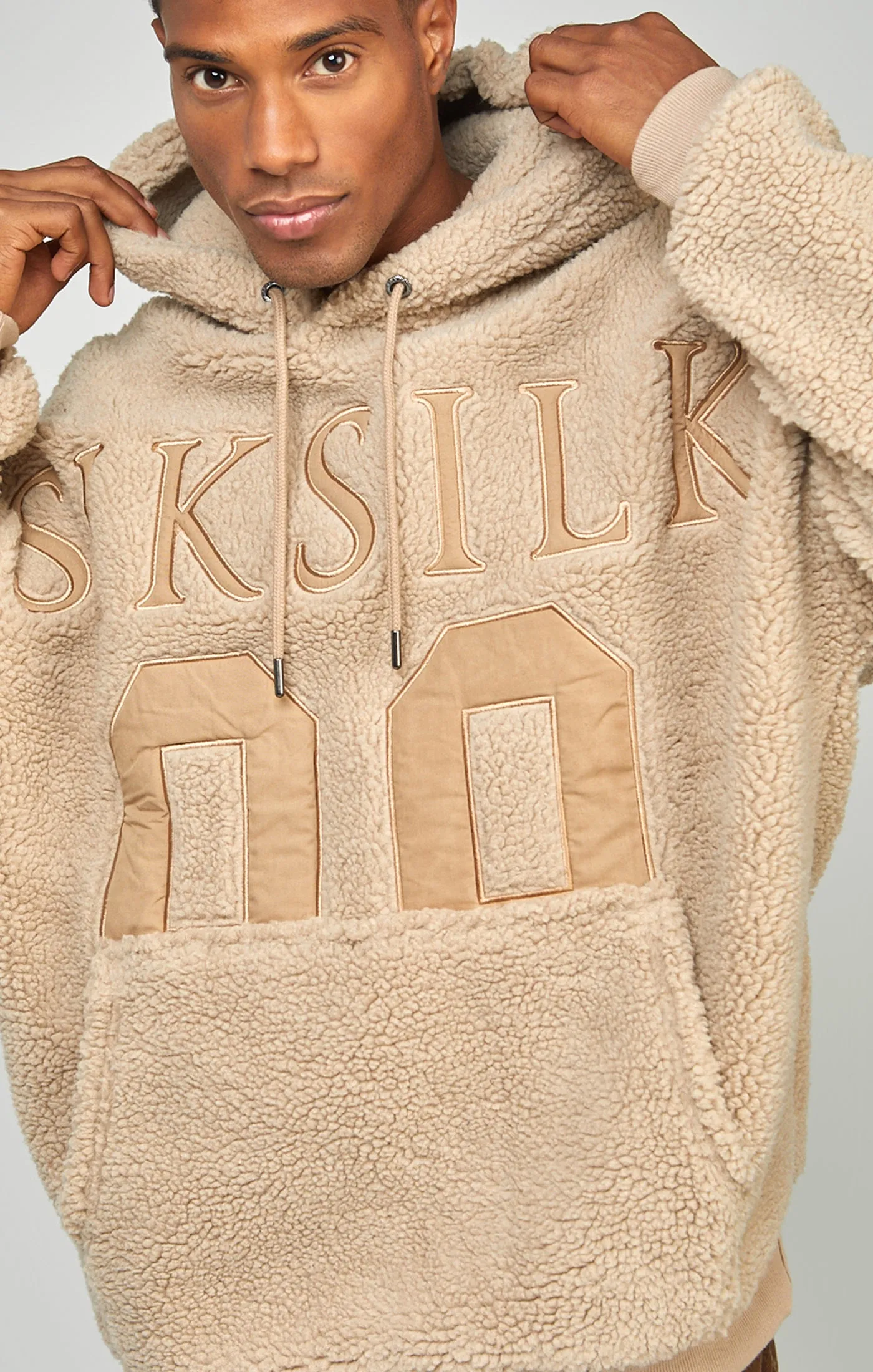 Beige Borg 89 Applique Overhead Hoodie sold by Siksilk product image thumbnail 2