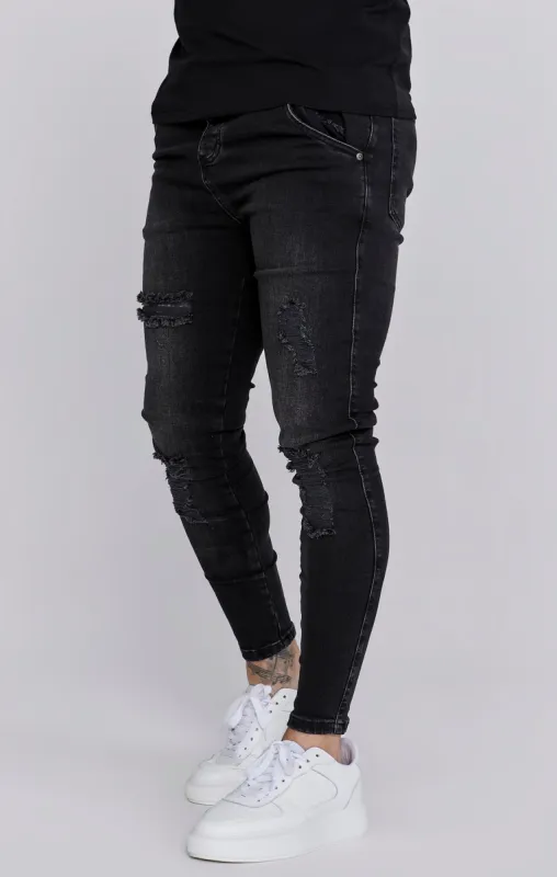 Black Washed Essential Distressed Skinny Jean sold by Siksilk