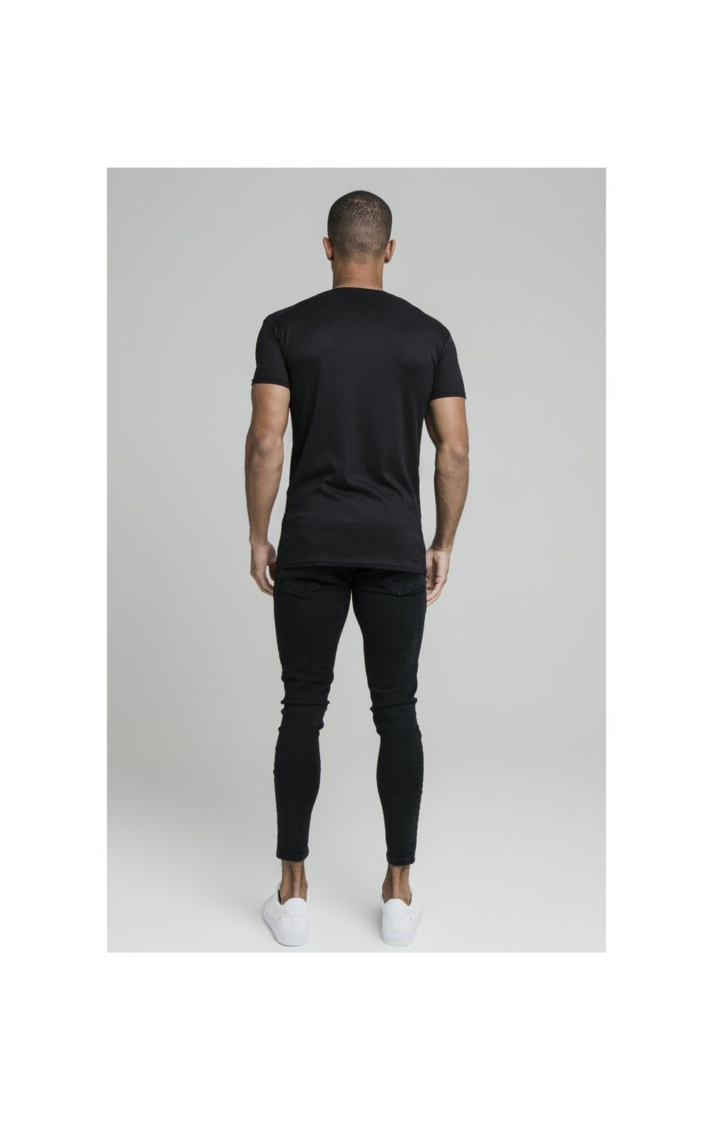 Black Ribbed Raglan Muscle Fit T-Shirt sold by Siksilk product image thumbnail 6