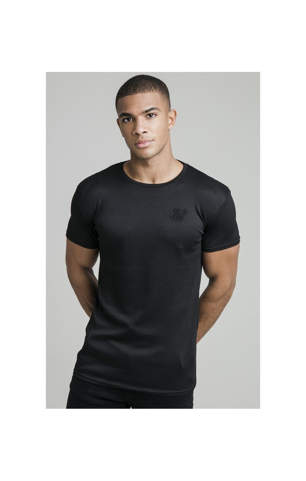 Black Ribbed Raglan Muscle Fit T-Shirt sold by Siksilk