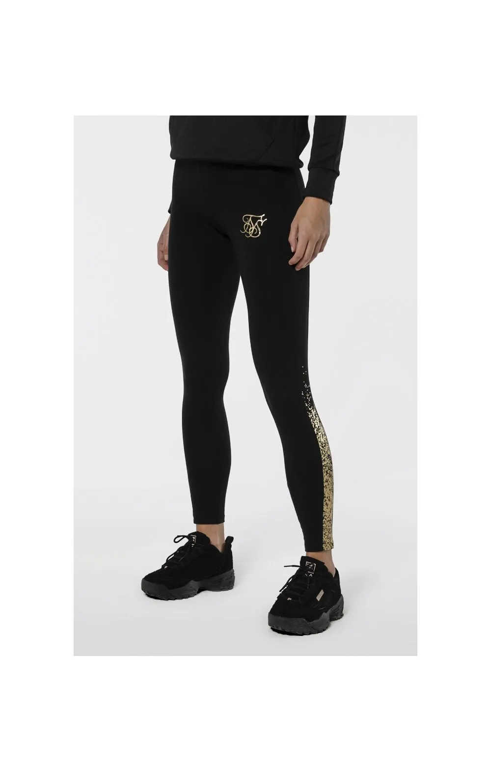 SikSilk Foil Fade Panel Leggings – Black sold by Siksilk