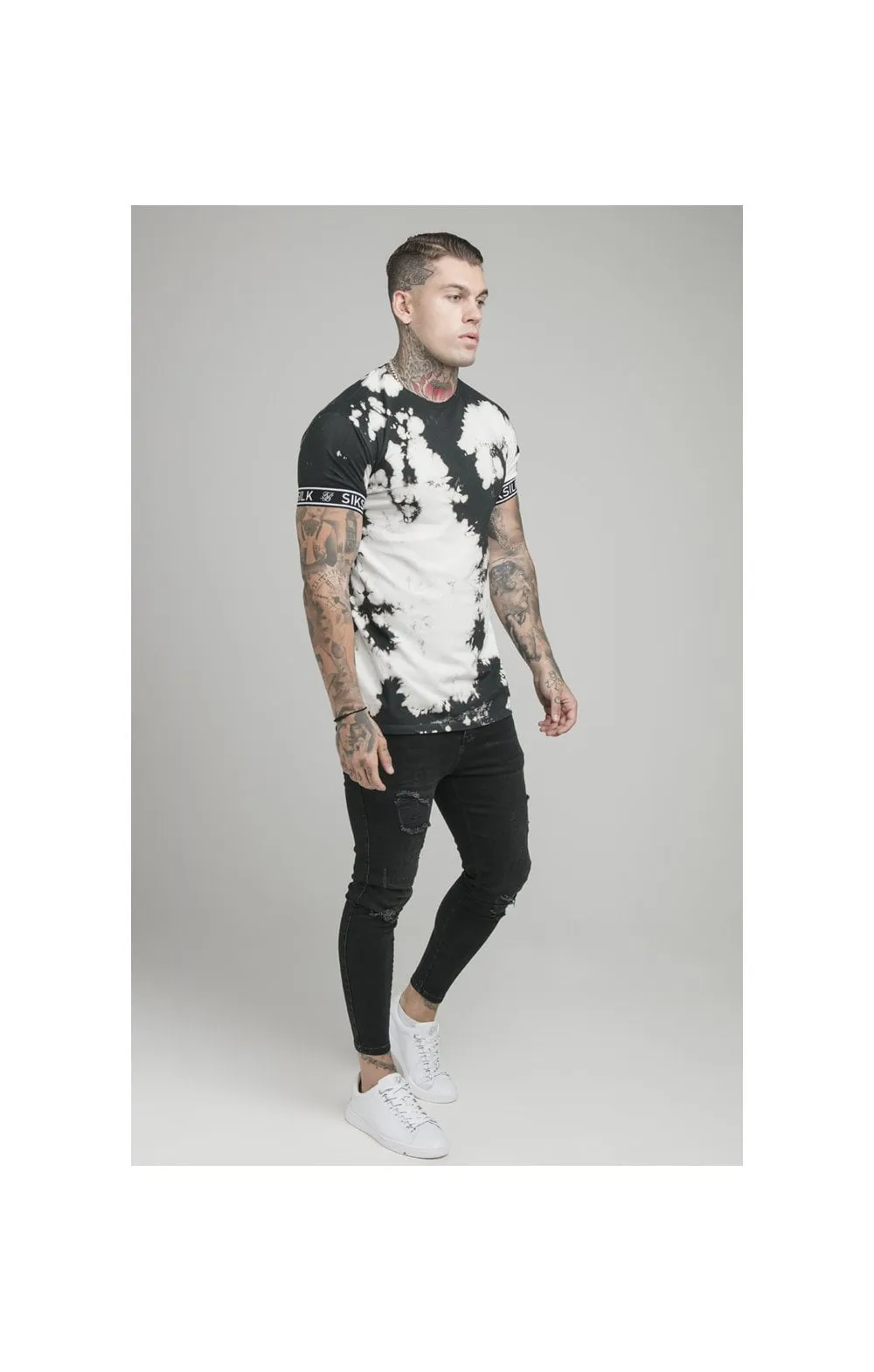 SikSilk Tie Dye Cuff Tee - Black & Grey sold by Siksilk product image thumbnail 2