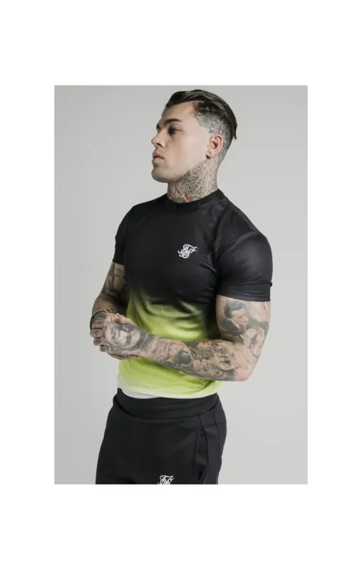 SikSilk S/S Tri Fade Tape Collar Tee - Black,Fluro & White sold by Siksilk