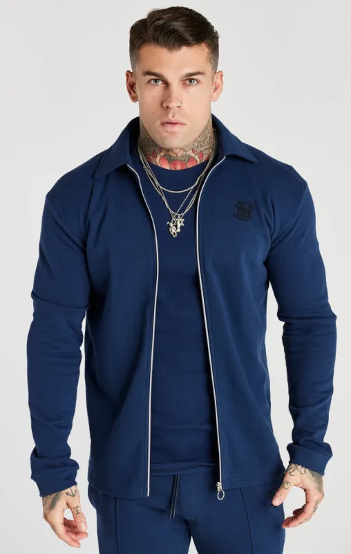 Navy Grandad Collar Shirt sold by Siksilk