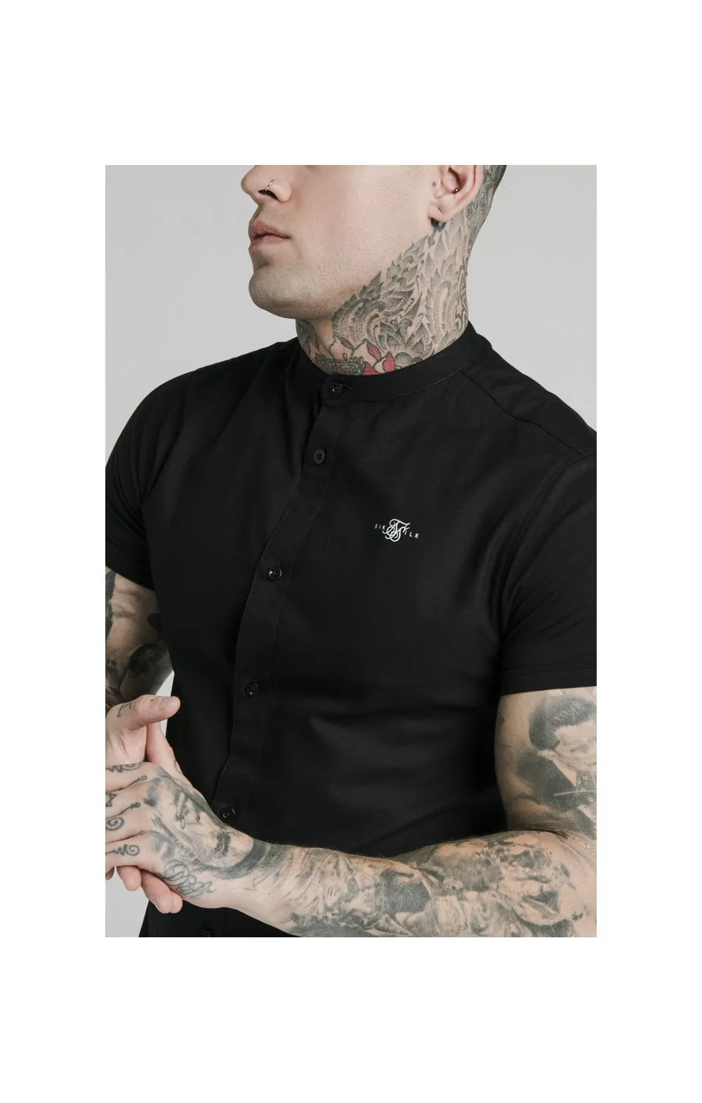 Black Short Sleeve Standard Collar Shirt sold by Siksilk product image thumbnail 2