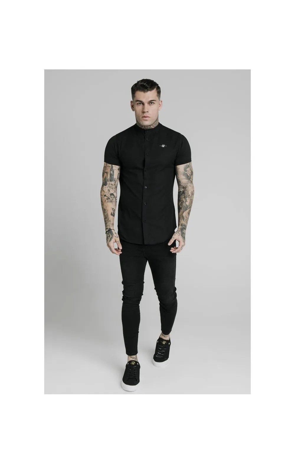 Black Short Sleeve Standard Collar Shirt sold by Siksilk product image thumbnail 4