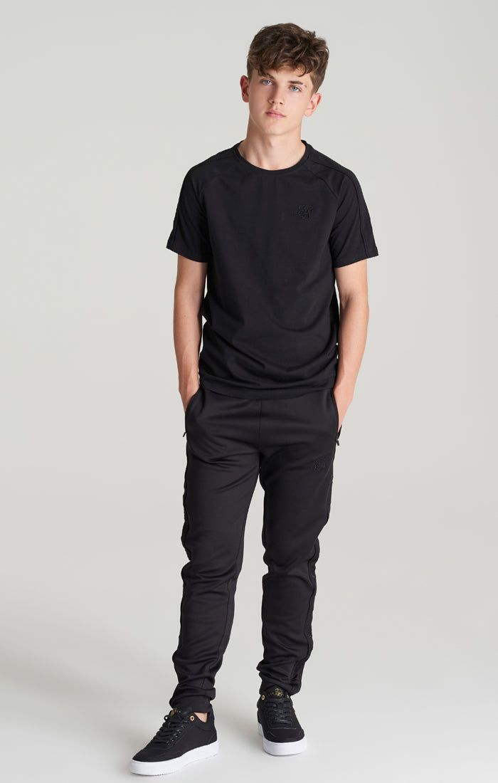 Boys Black Panelled T-Shirt sold by Siksilk product image thumbnail 3