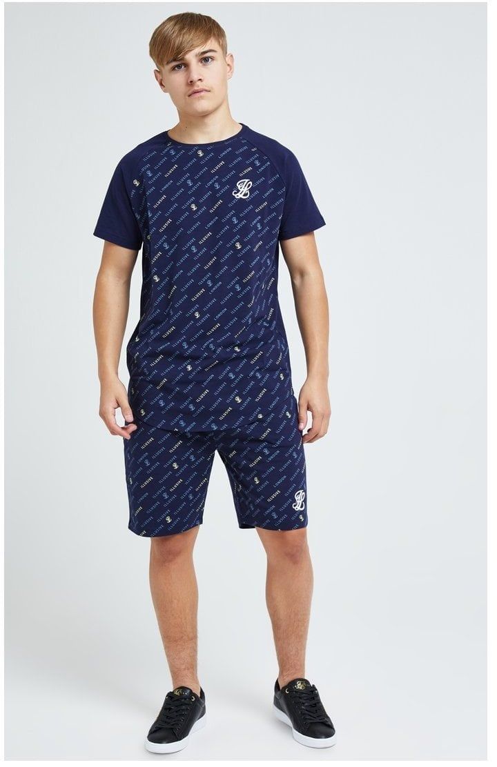 Illusive London Monogram Aop Tee - Navy sold by Siksilk product image thumbnail 5