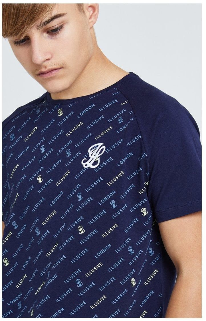 Illusive London Monogram Aop Tee - Navy sold by Siksilk product image thumbnail 2