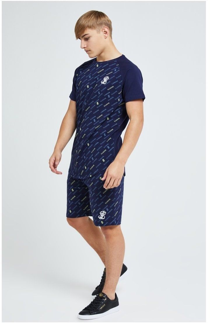 Illusive London Monogram Aop Tee - Navy sold by Siksilk product image thumbnail 6