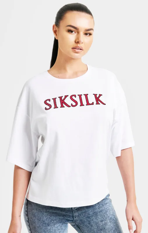 White Sparkle Boxy Crop T-Shirt sold by Siksilk