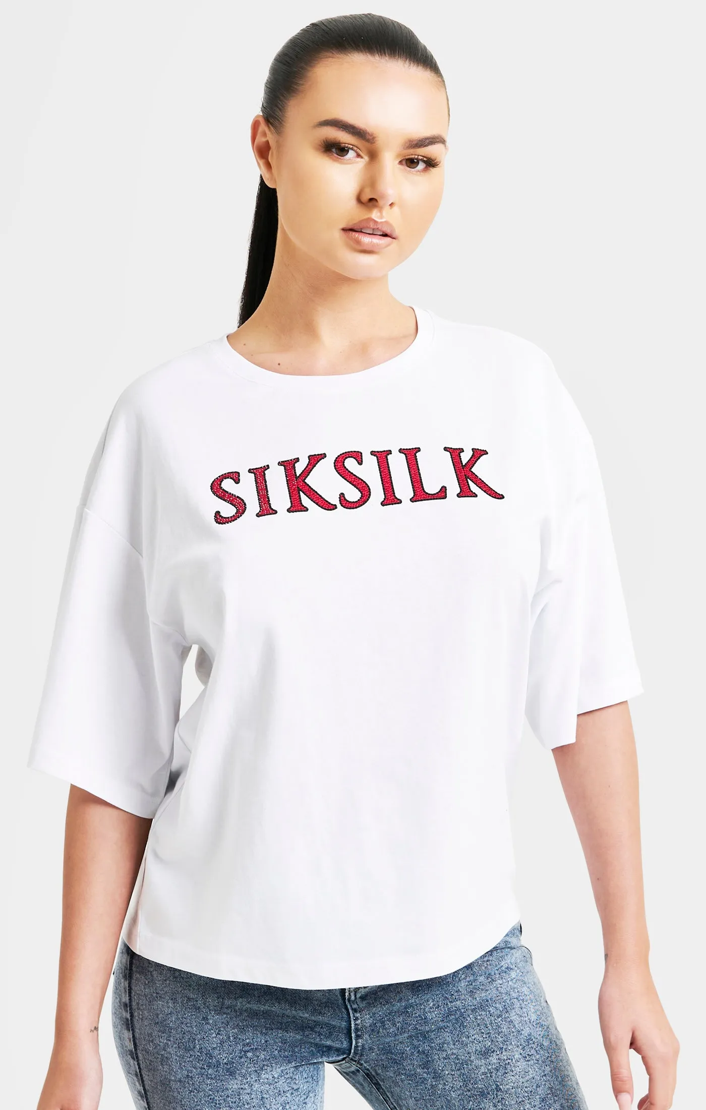 White Sparkle Boxy Crop T-Shirt sold by Siksilk