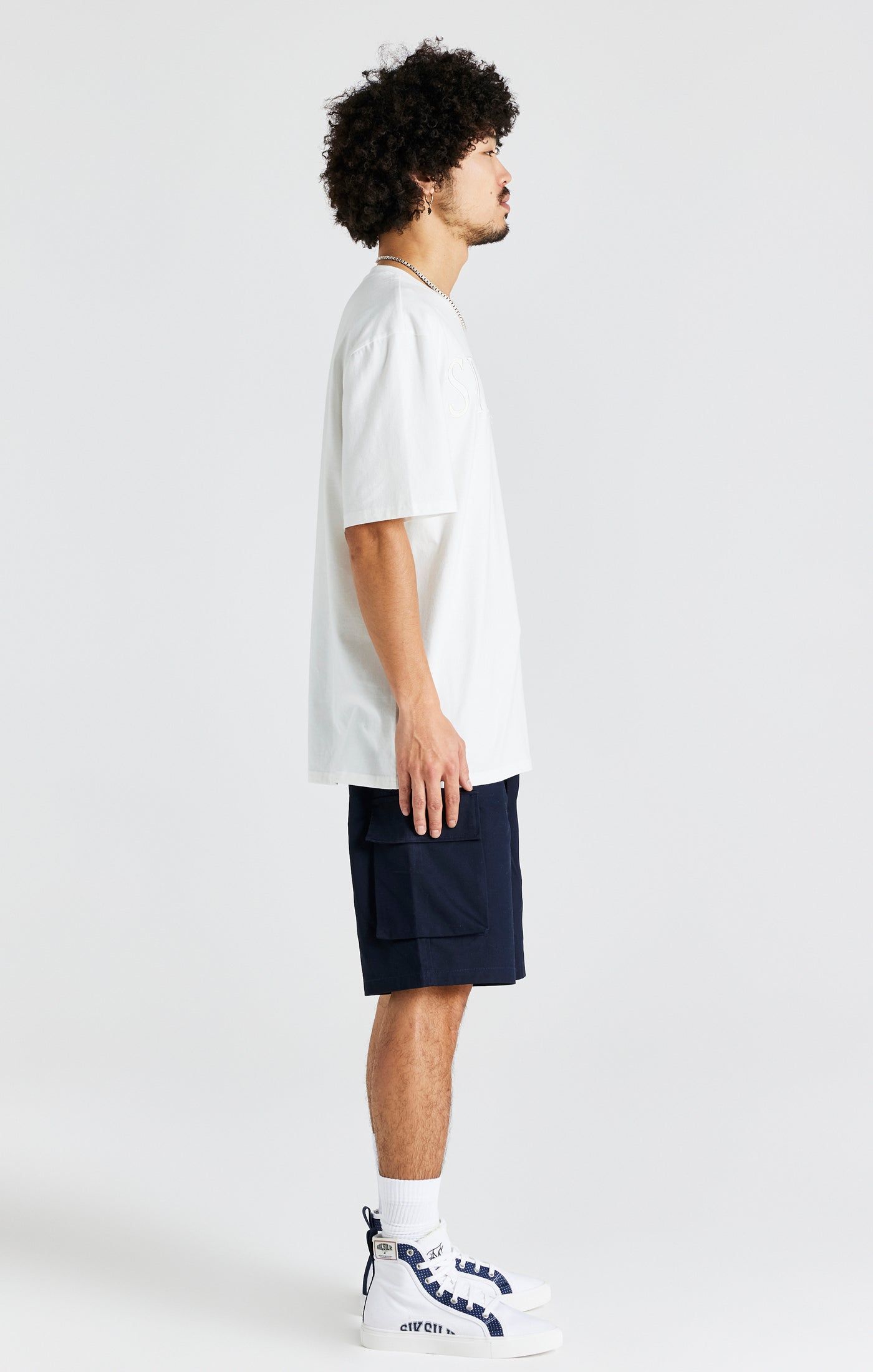 Ecru Oversized Logo T-Shirt sold by Siksilk product image thumbnail 4