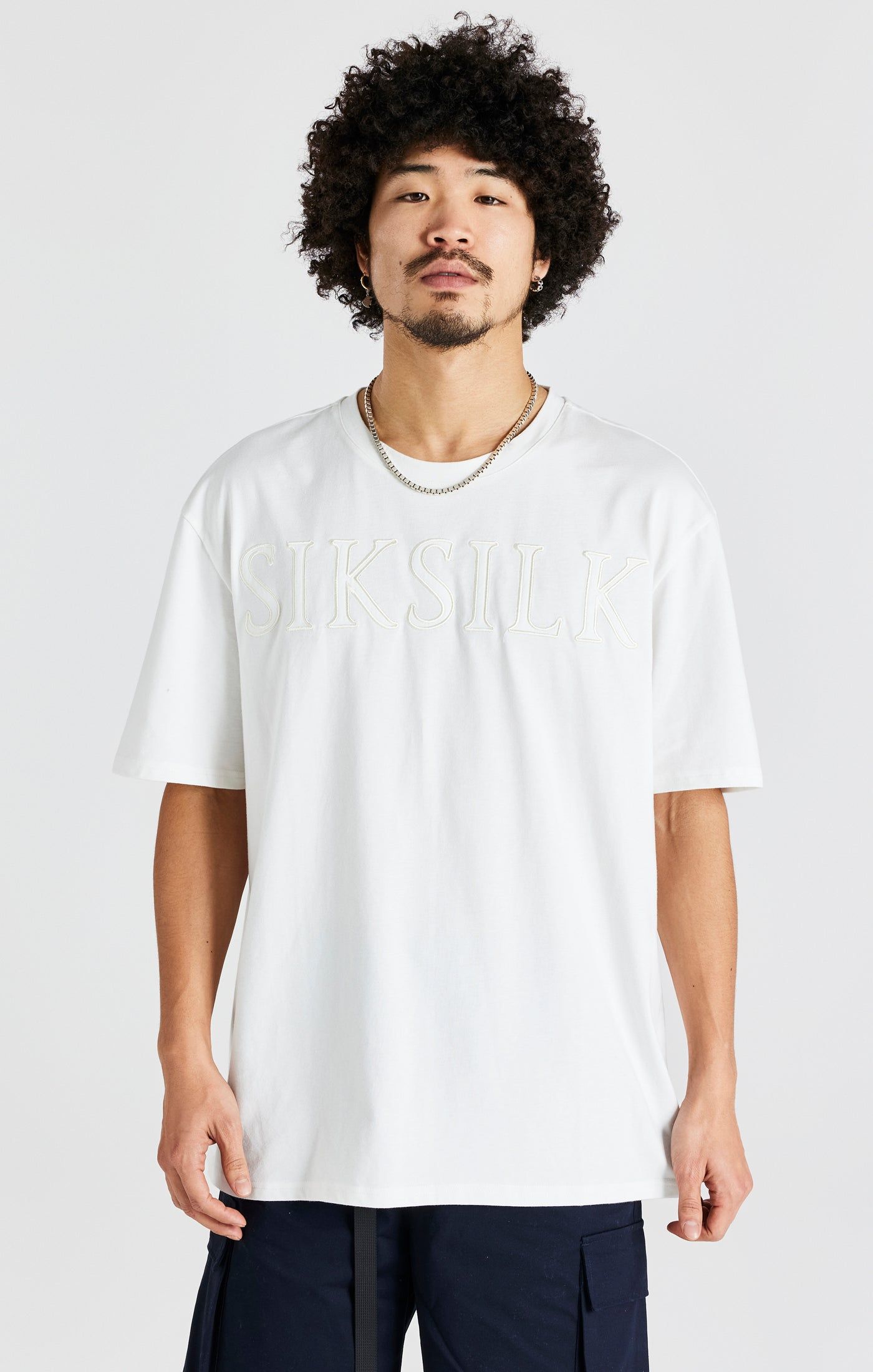 Ecru Oversized Logo T-Shirt sold by Siksilk